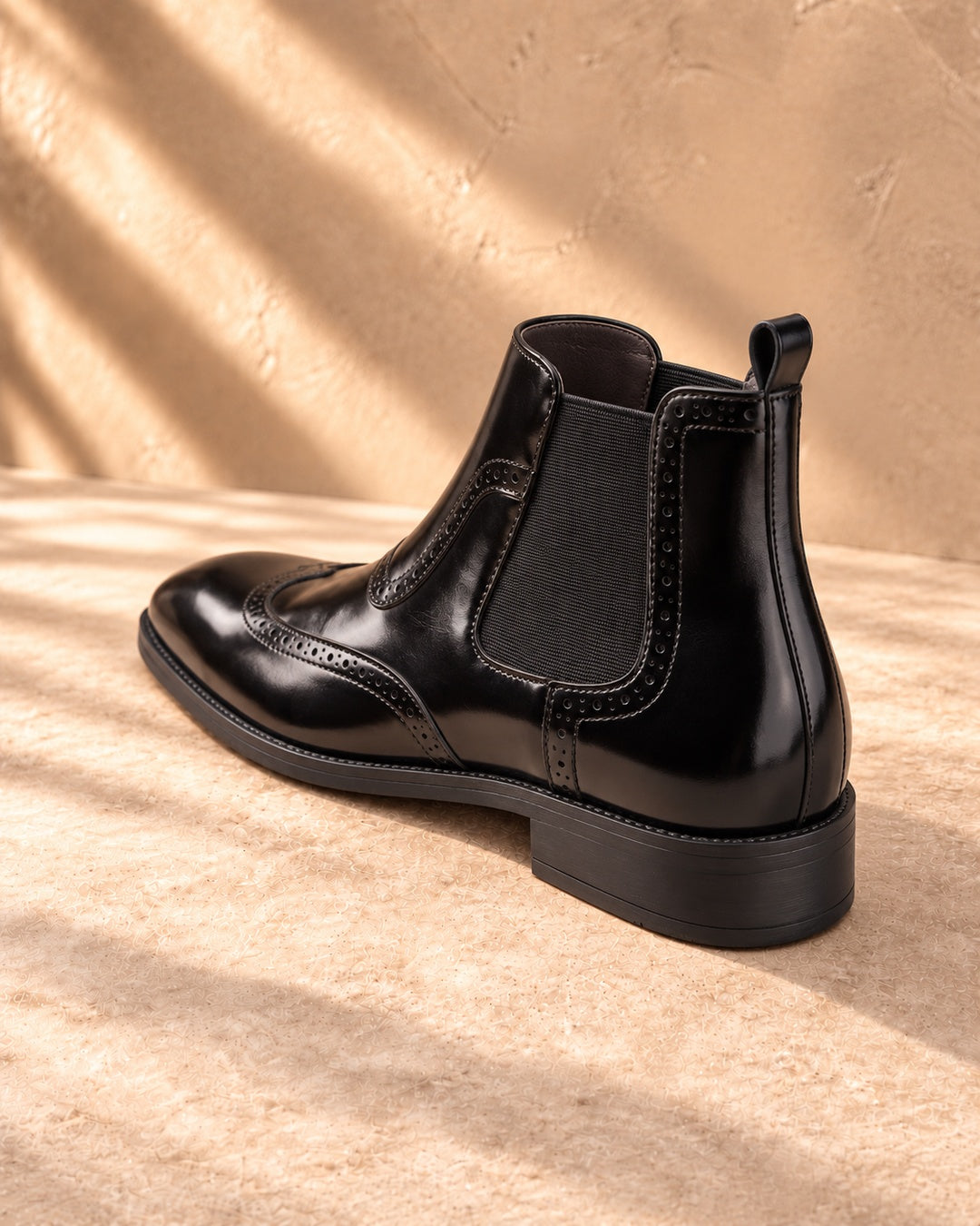 Jules Brogue Hidden-Lift Chelsea Boots - Black