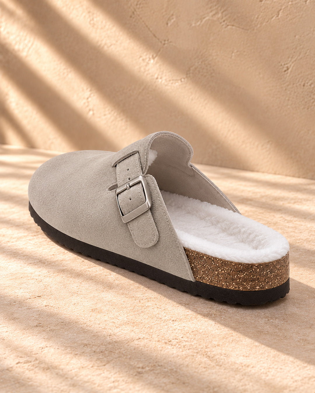 Celeste Faux-Fur-Lined Suede Clogs - Gray