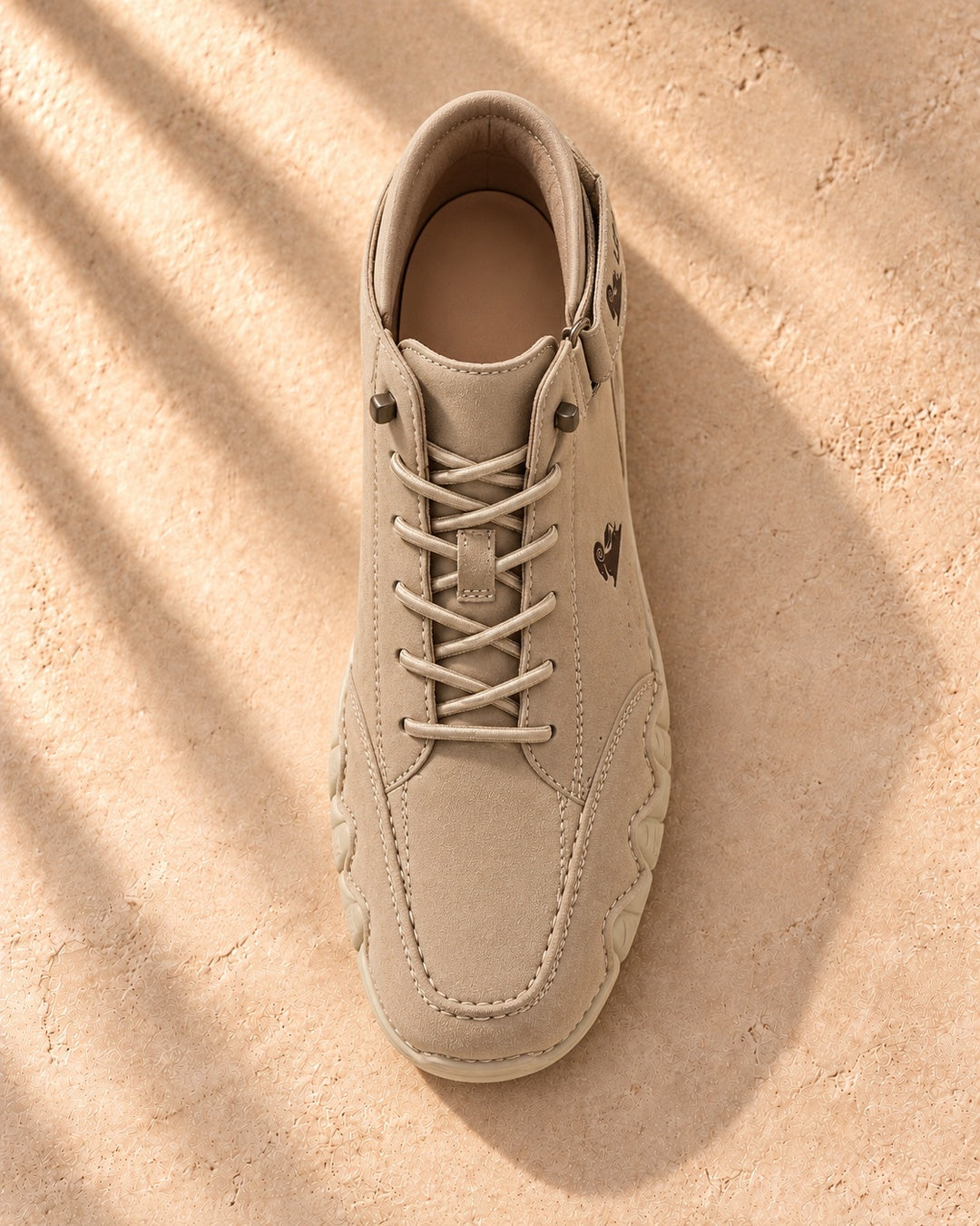 Arden Faux-Leather Lace-Up Ankle Boots - Beige