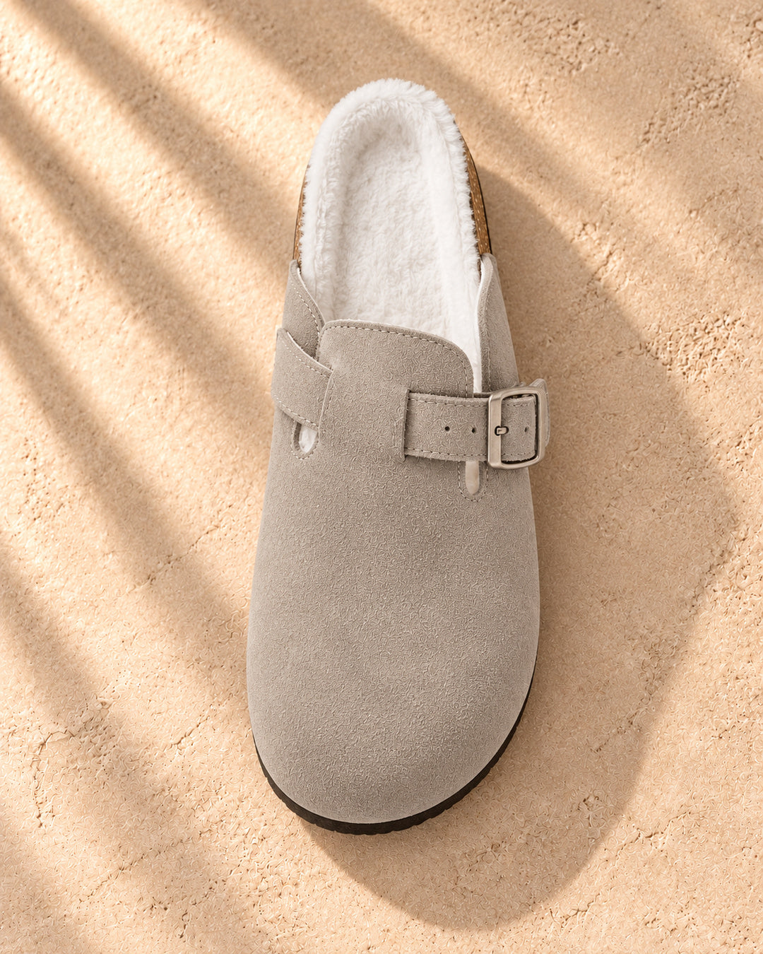 Celeste Faux-Fur-Lined Suede Clogs - Gray