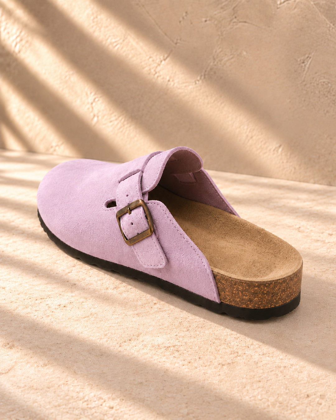 Clara Suede Buckle Clogs - Pink