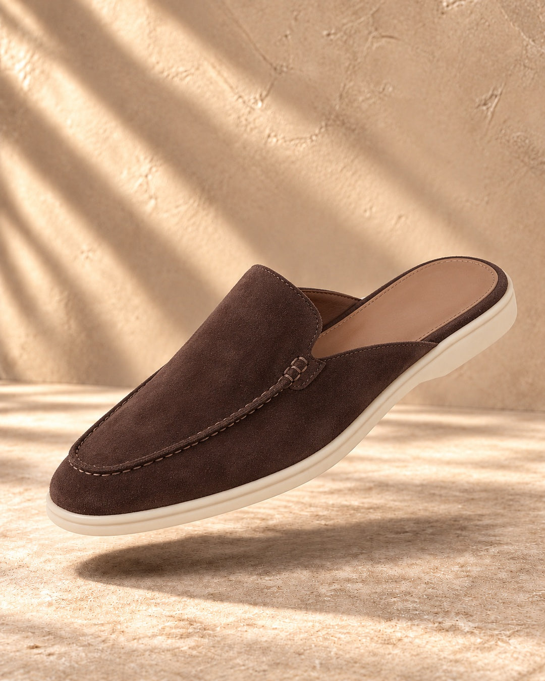 Avery Brown Suede Mule Loafers - Brown
