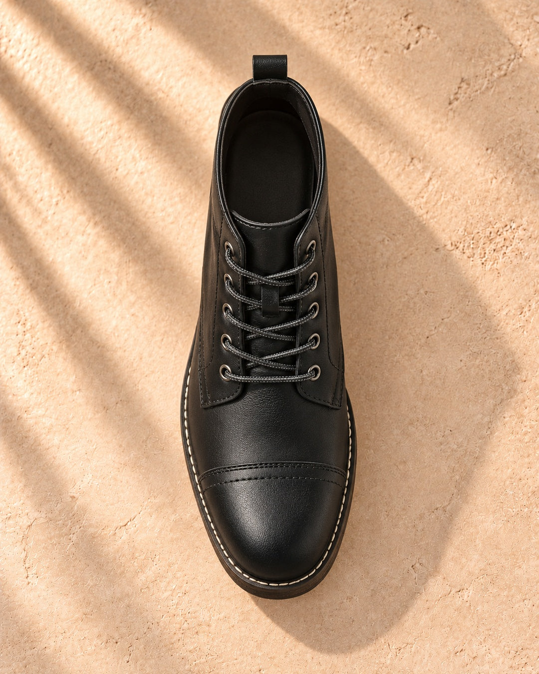 Quinn Cap-Toe Hidden-Lift Lace-Up Boots - Black