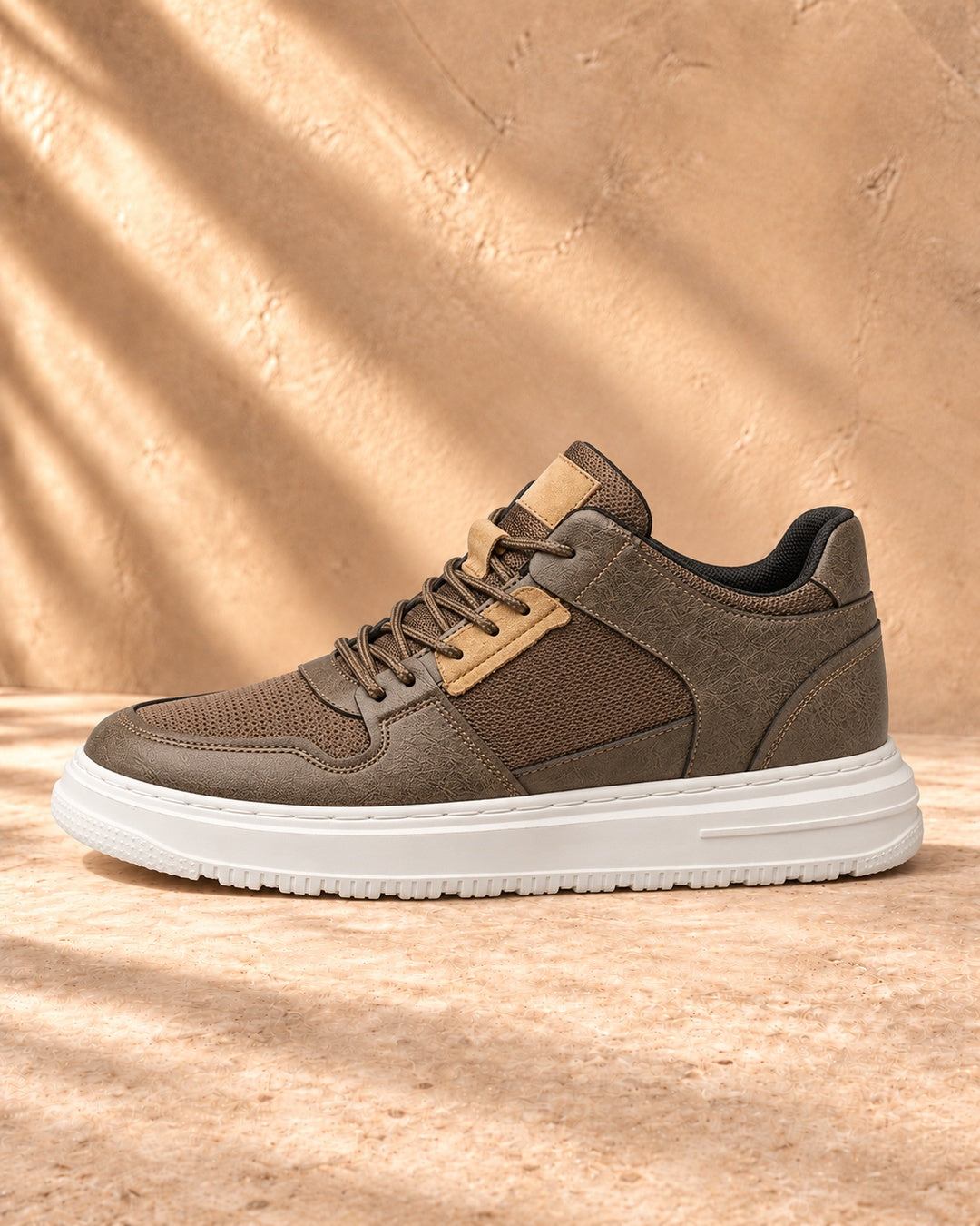 Emerson Mesh Hidden-Lift Sneakers - Brown