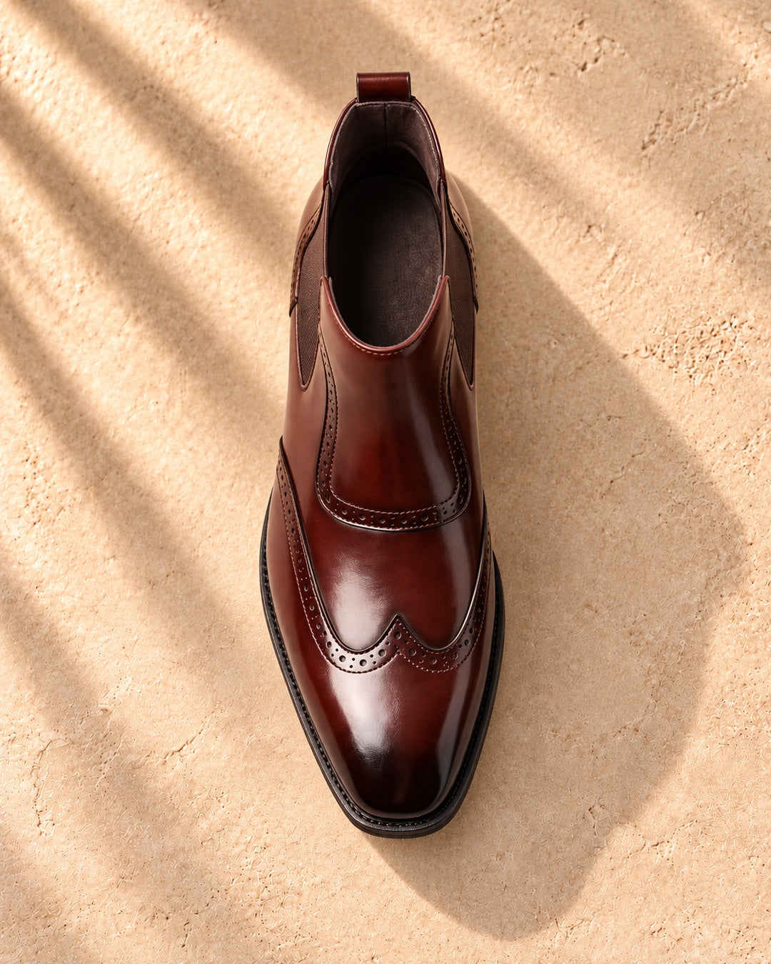 Jules Brogue Hidden-Lift Chelsea Boots - Dark Brown
