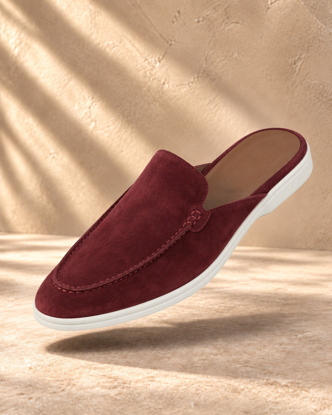 Rowan Burgundy Suede Mule Loafers - Burgundy