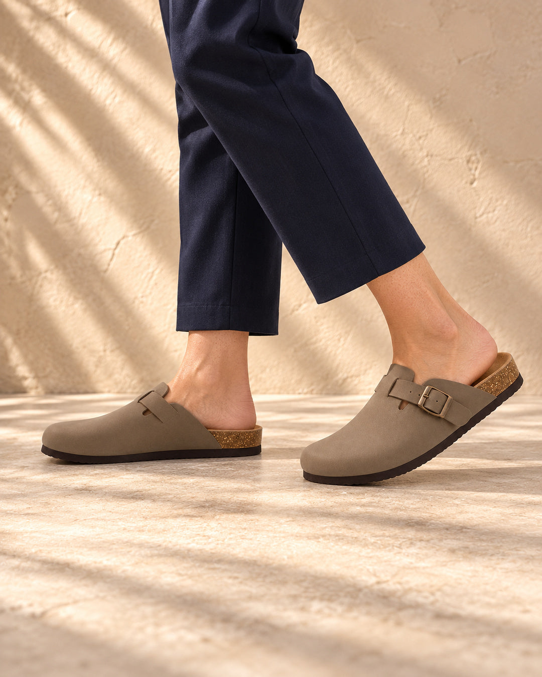 Vivienne Faux-Leather Buckle Clogs - Brown