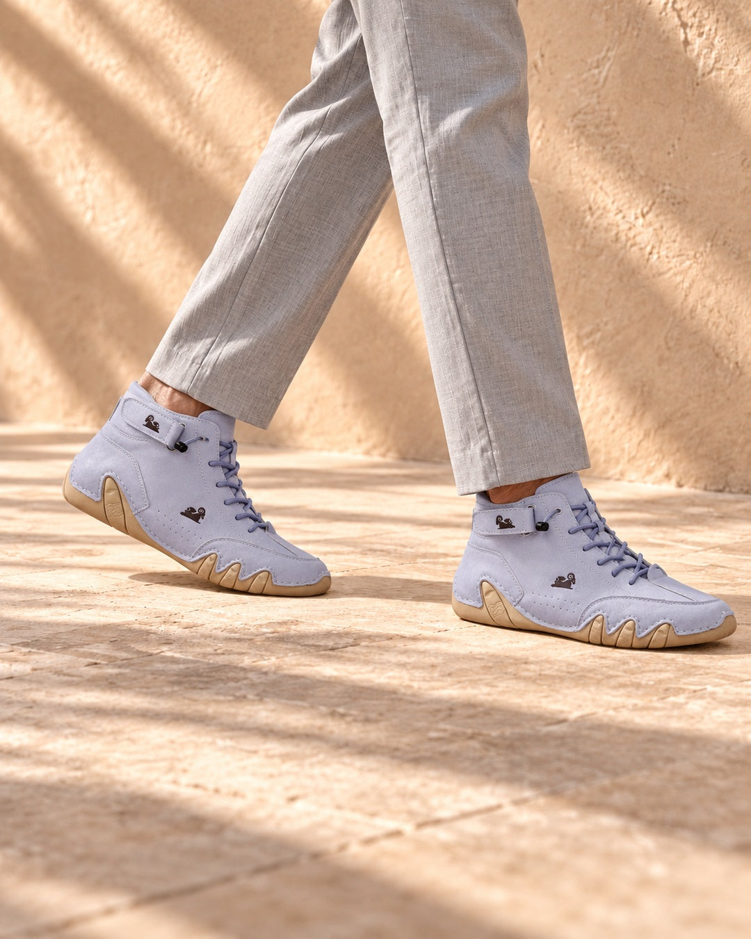 Arden Faux-Leather Lace-Up Ankle Boots - Light Blue