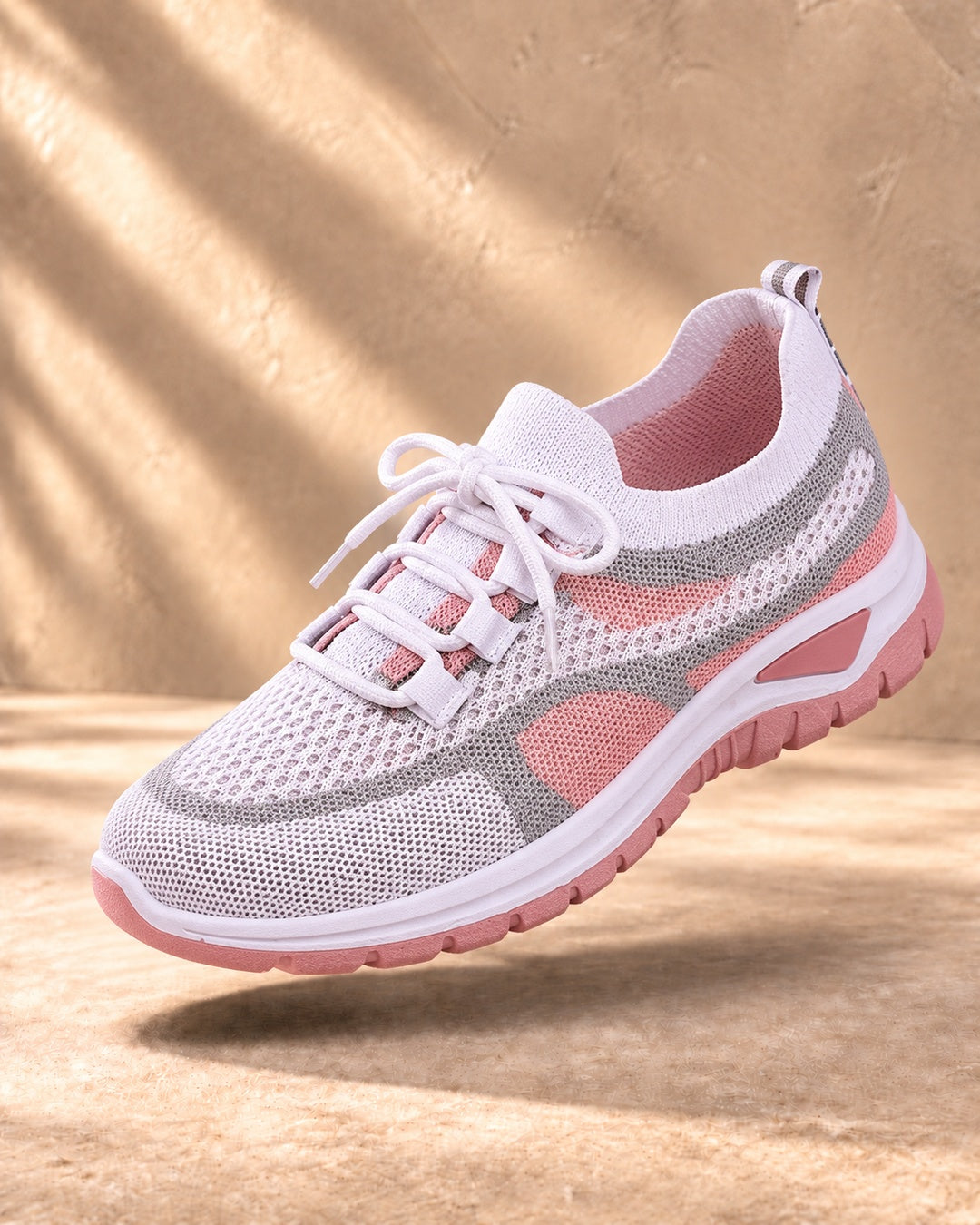 Beatrice Cushioned Lace-Up Comfort Sneakers - Pink