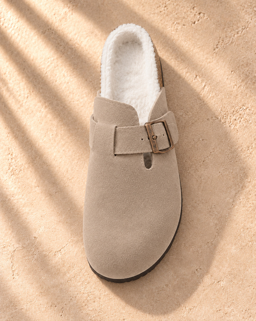 Celeste Faux-Fur-Lined Suede Clogs - Taupe