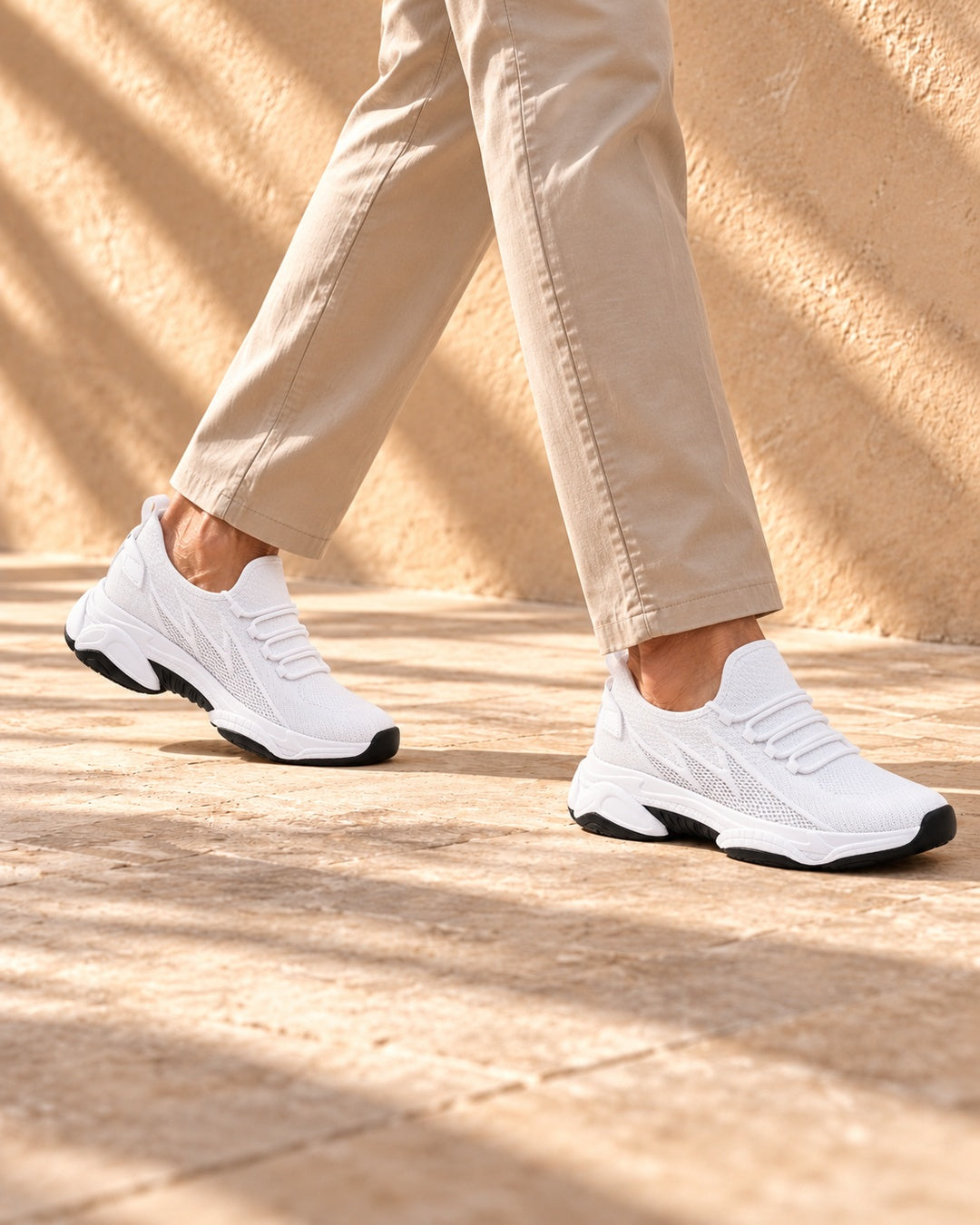 Parker Hidden-Lift Knit Sneakers - White