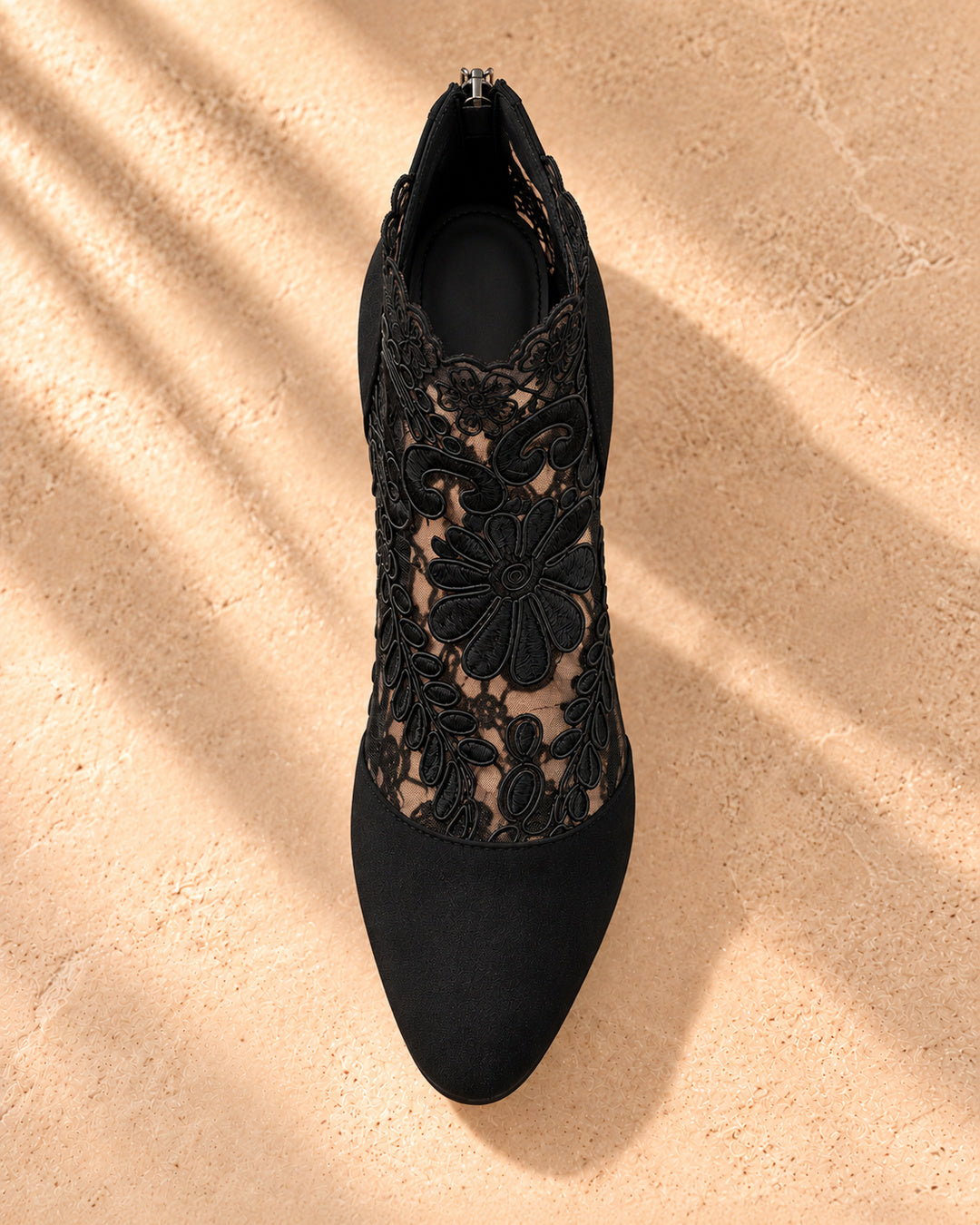 Aurelia Lace-Panel Comfort Ankle Boots - Black