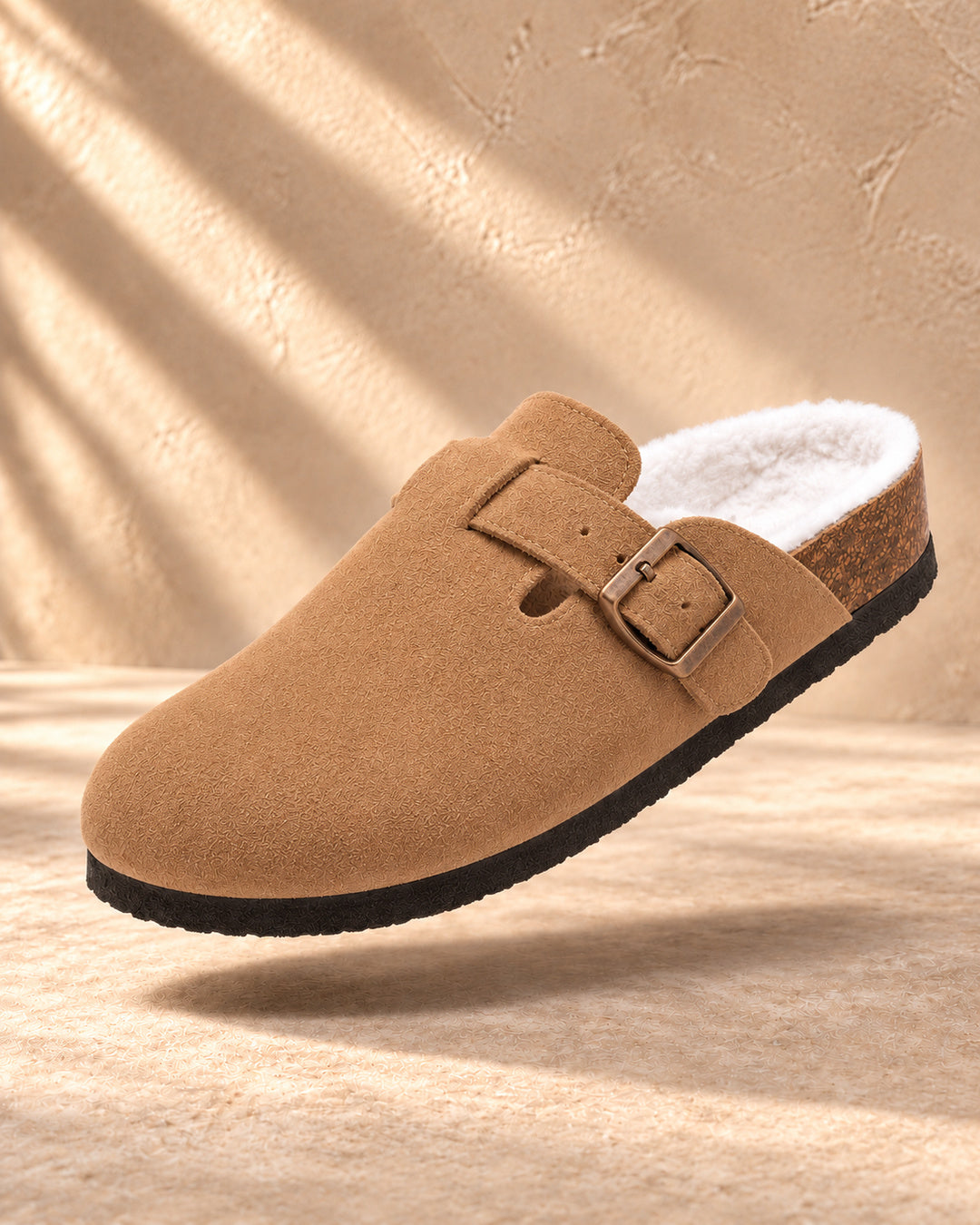 Celeste Faux-Fur-Lined Suede Clogs - Brown