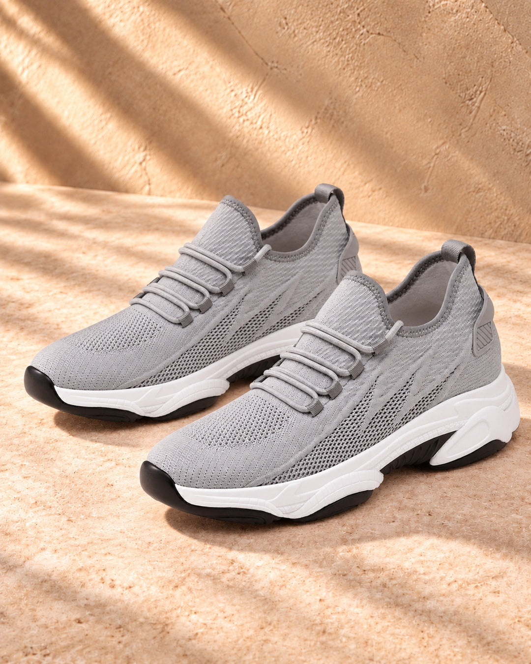 Parker Hidden-Lift Knit Sneakers - Gray