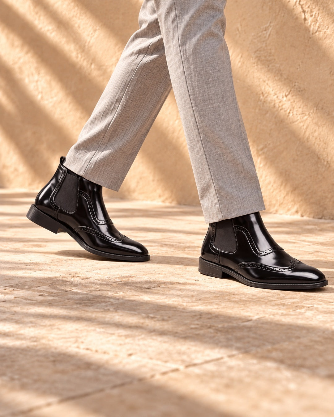 Jules Brogue Hidden-Lift Chelsea Boots - Black