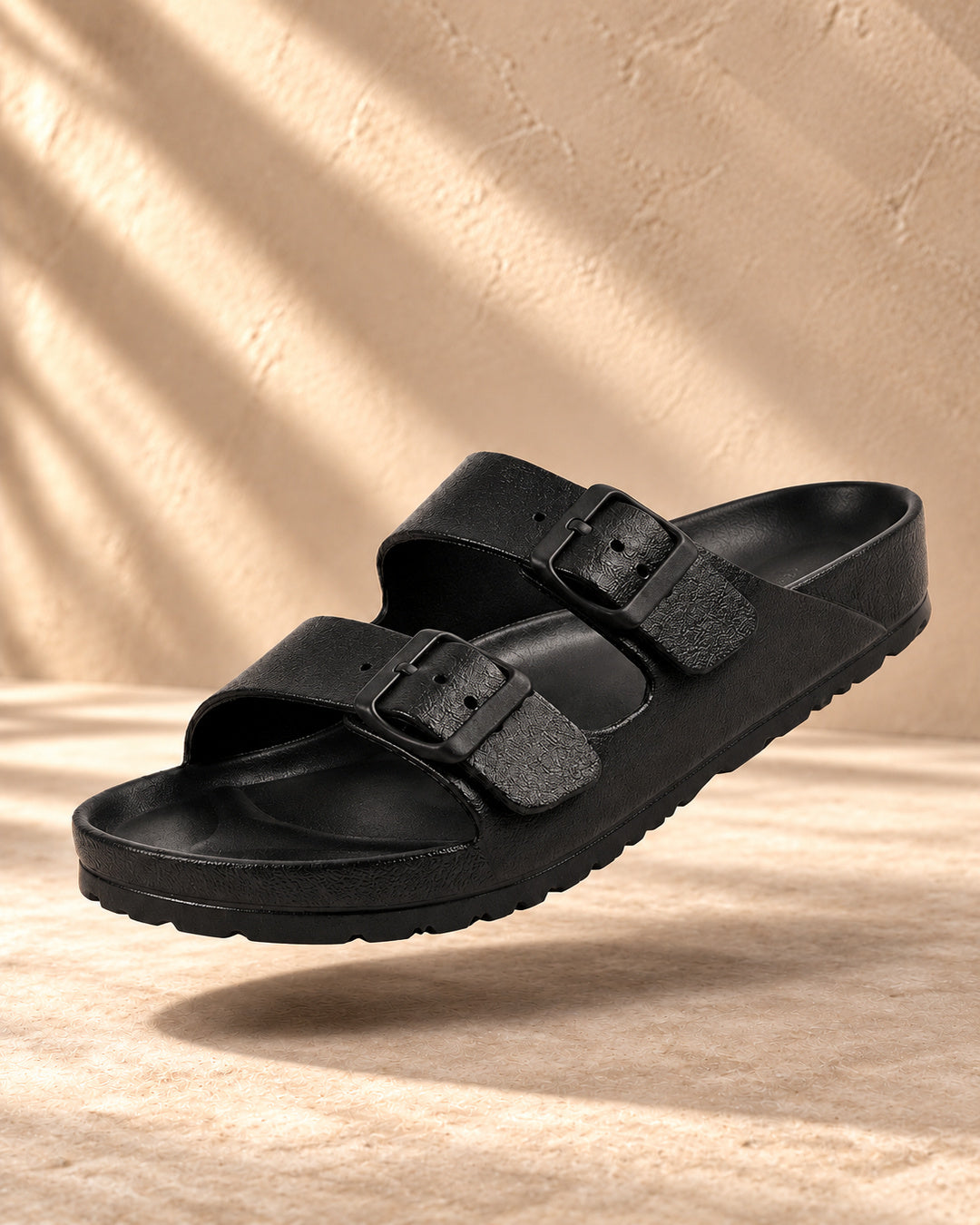 Bianca Double-Buckle EVA Sandals - Black