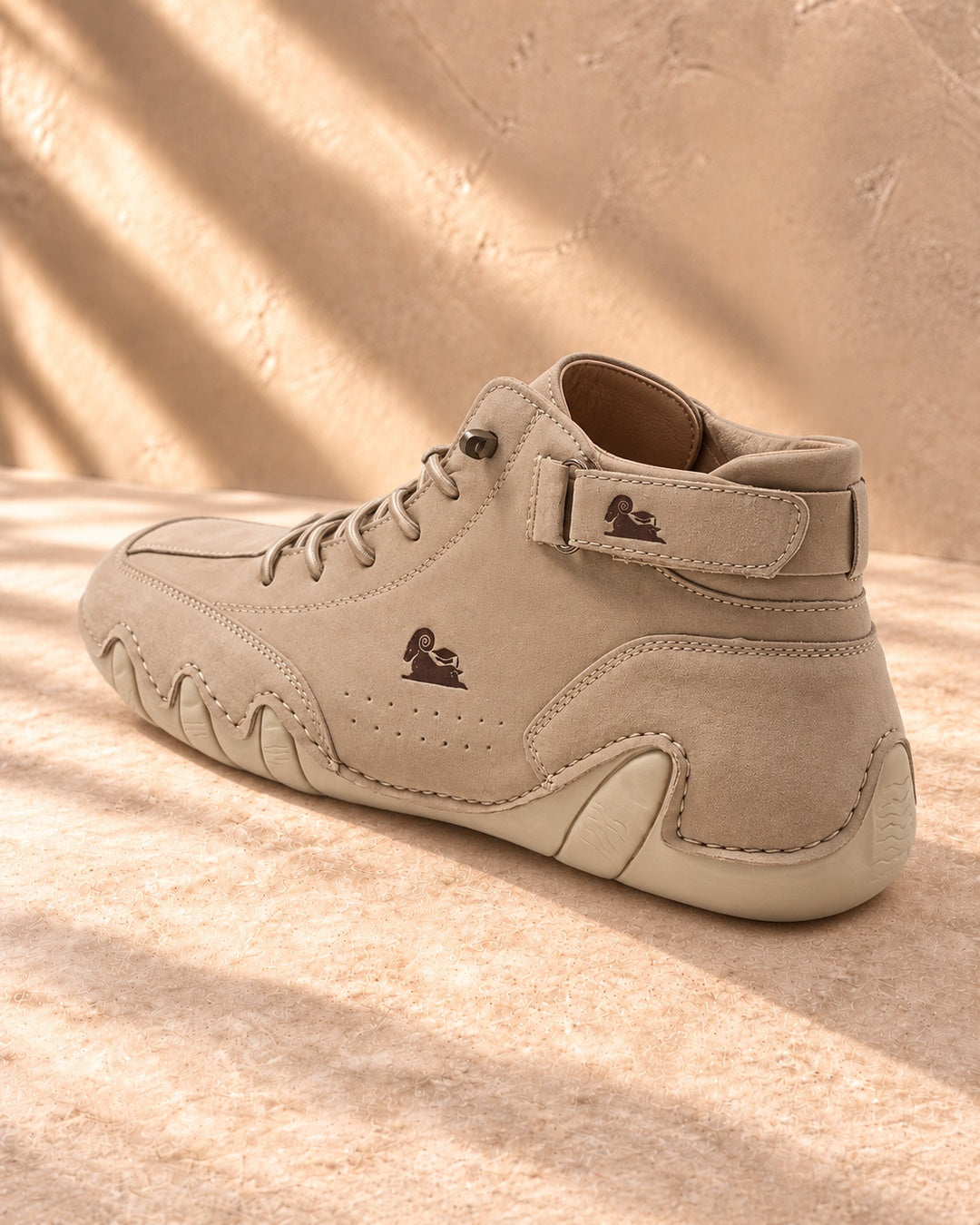 Arden Faux-Leather Lace-Up Ankle Boots - Beige