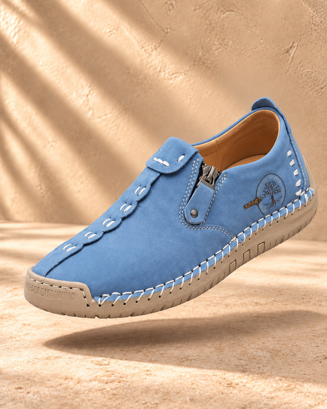 Elira Orthopedic Zip Comfort Loafers - Sky Blue
