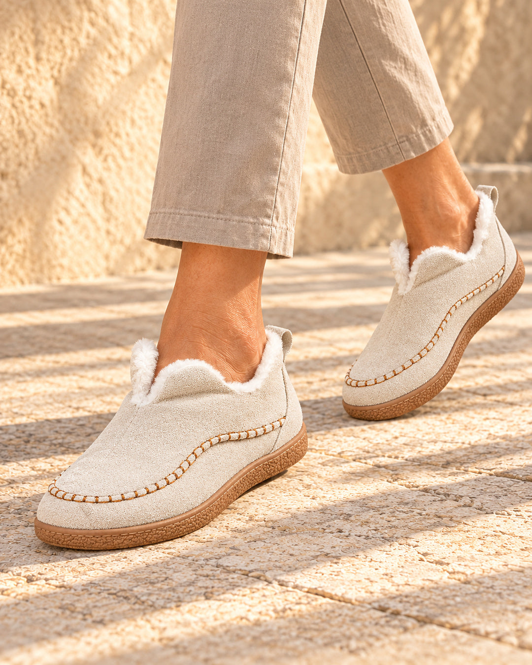 Annelise Plush-Lined Slip-On Ankle Boots - Oatmeal
