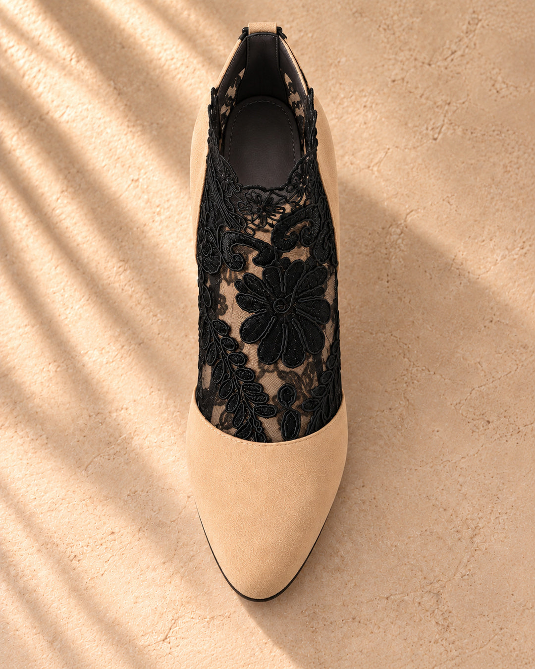 Aurelia Lace-Panel Comfort Ankle Boots - Beige