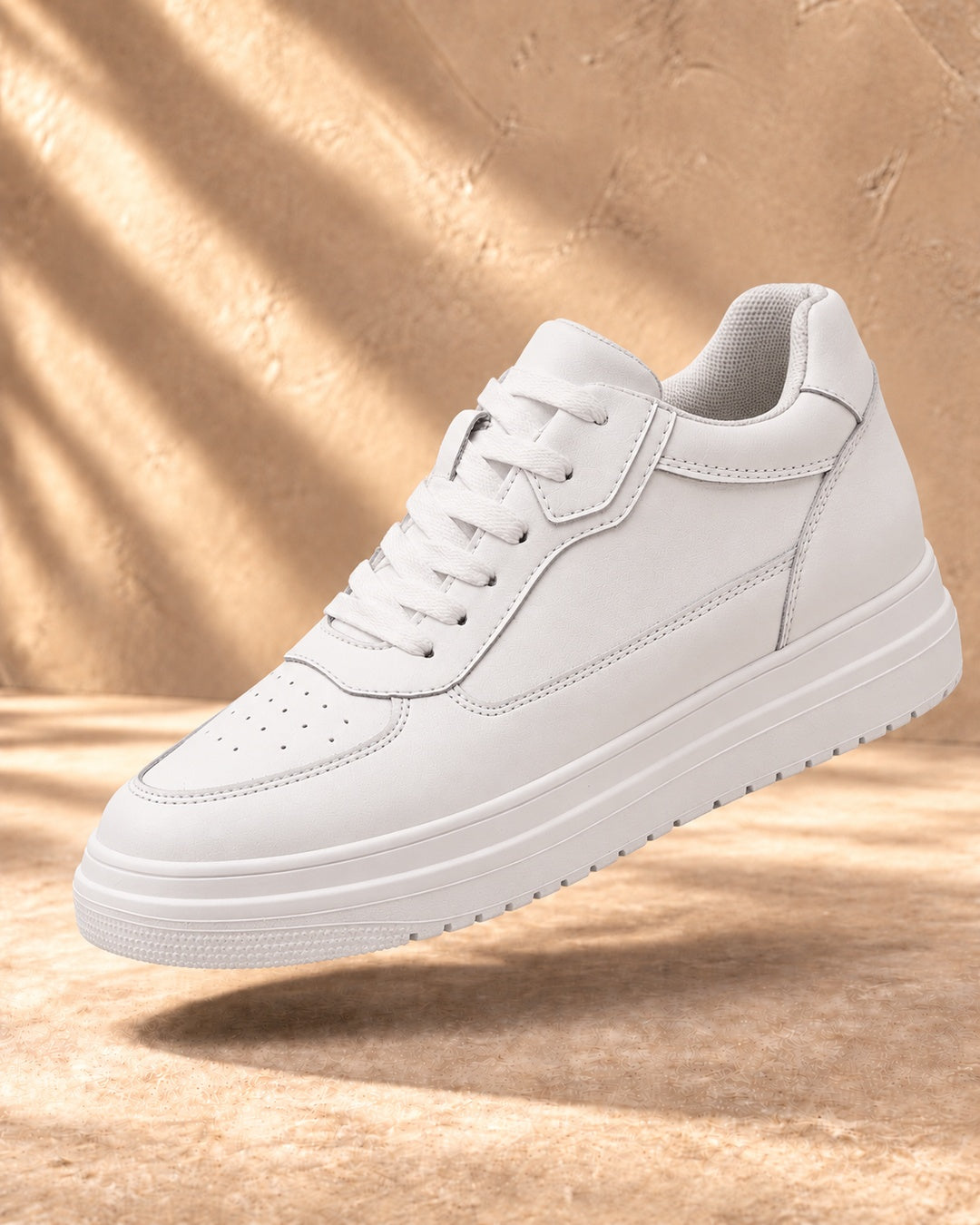 Blake Hidden-Lift Court Sneakers - White