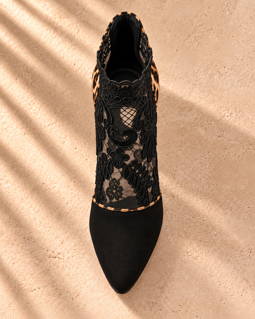 Aurelia Lace-Panel Comfort Ankle Boots - Black & Leopard