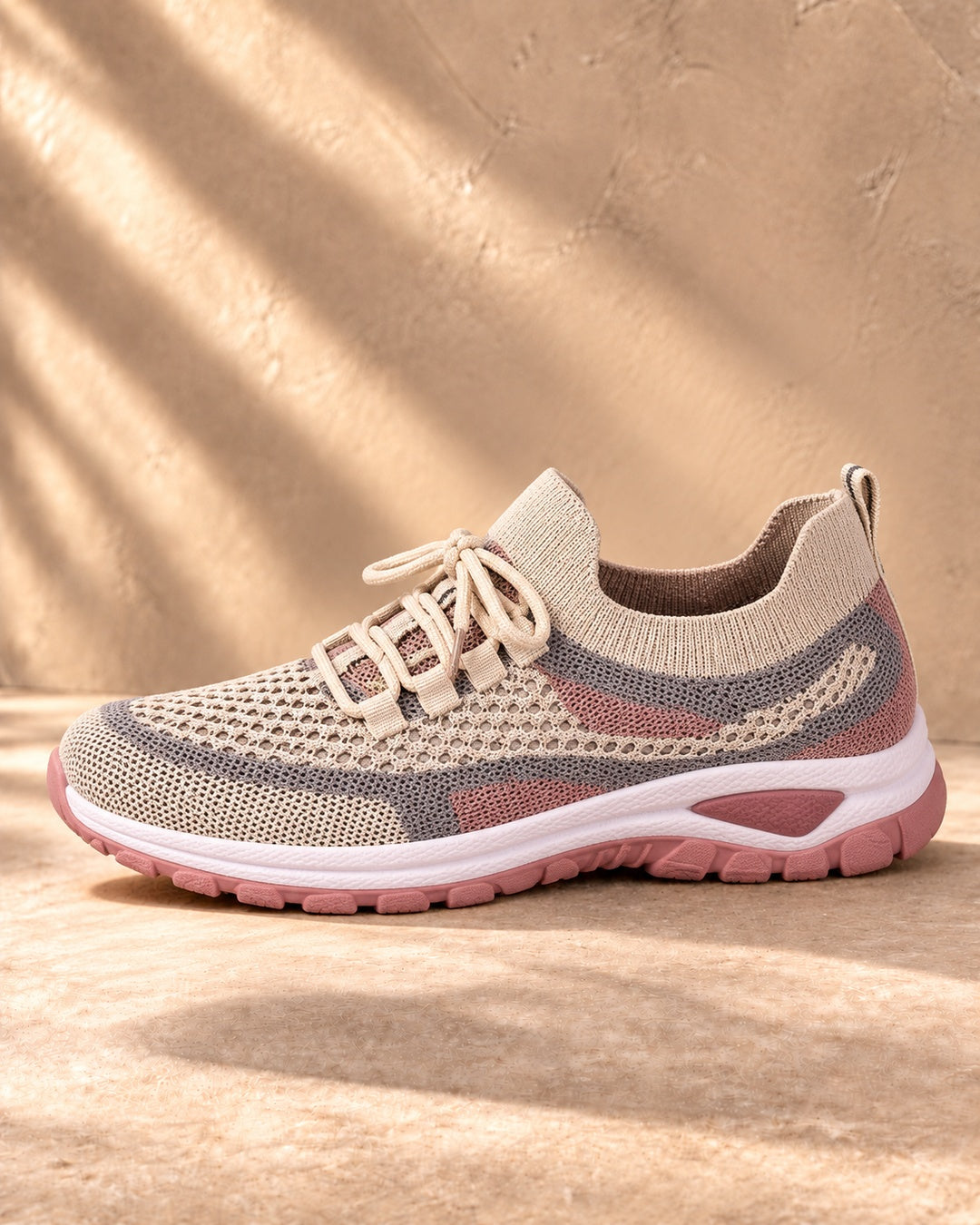 Beatrice Cushioned Lace-Up Comfort Sneakers - Khaki