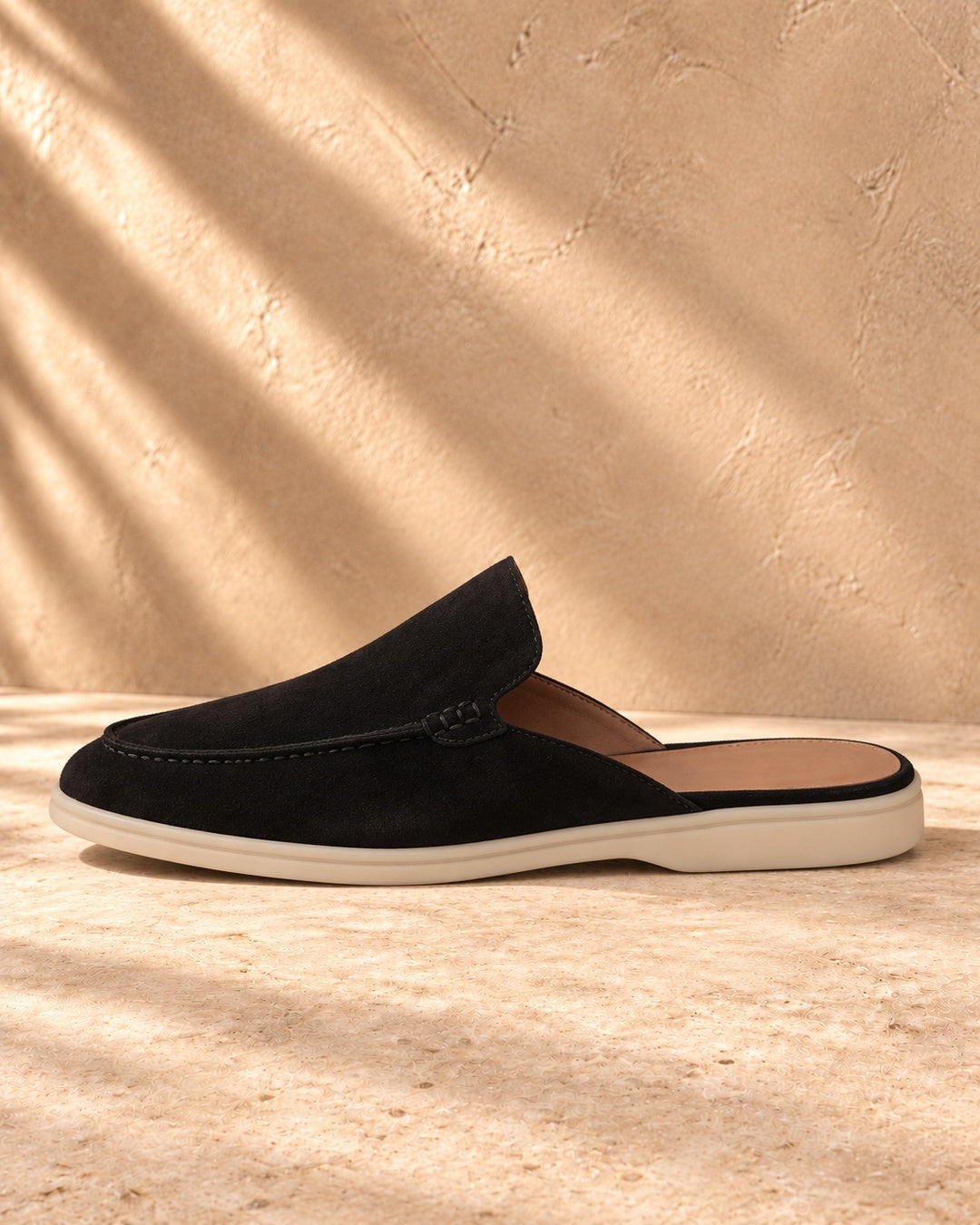 Riley Black Suede Mule Loafers - Black