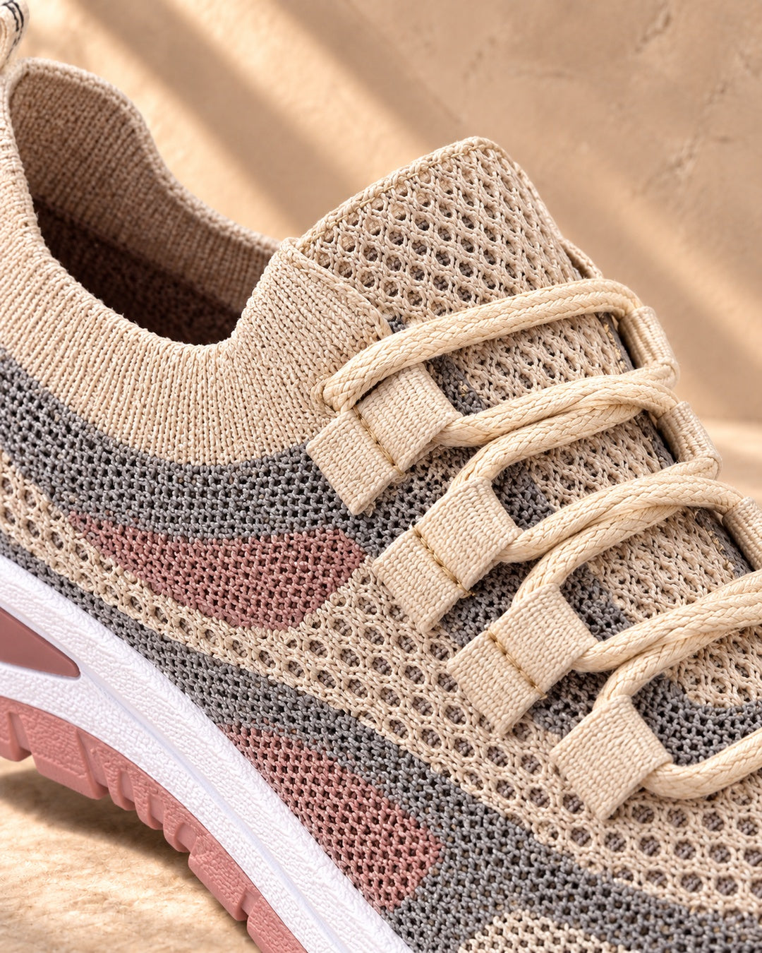 Beatrice Cushioned Lace-Up Comfort Sneakers - Khaki