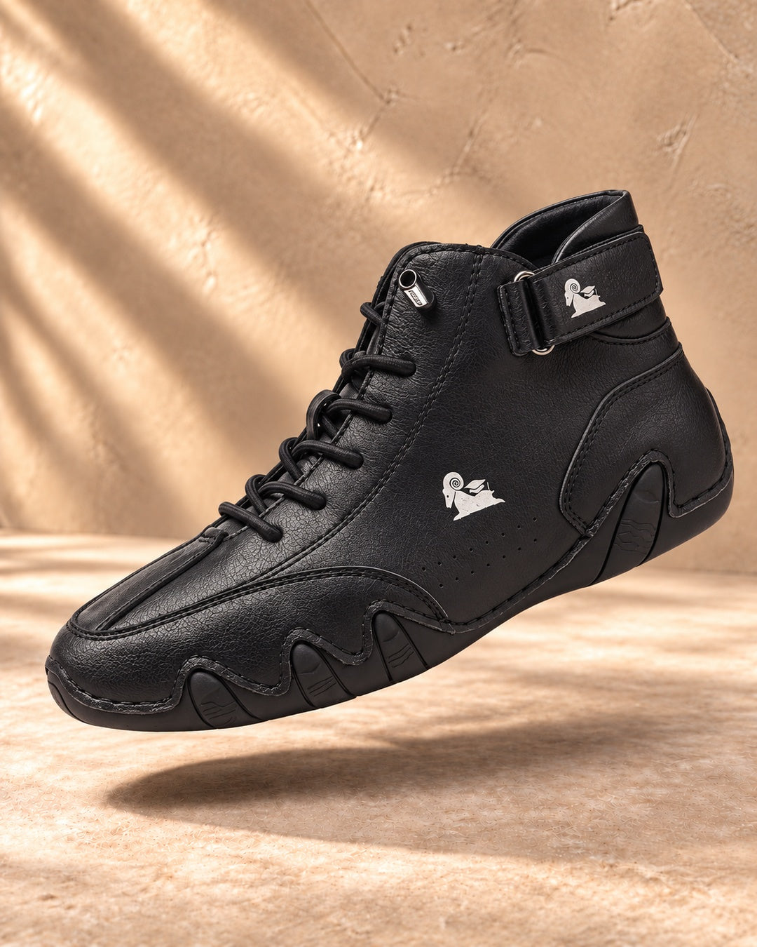 Arden Faux-Leather Lace-Up Ankle Boots - Black