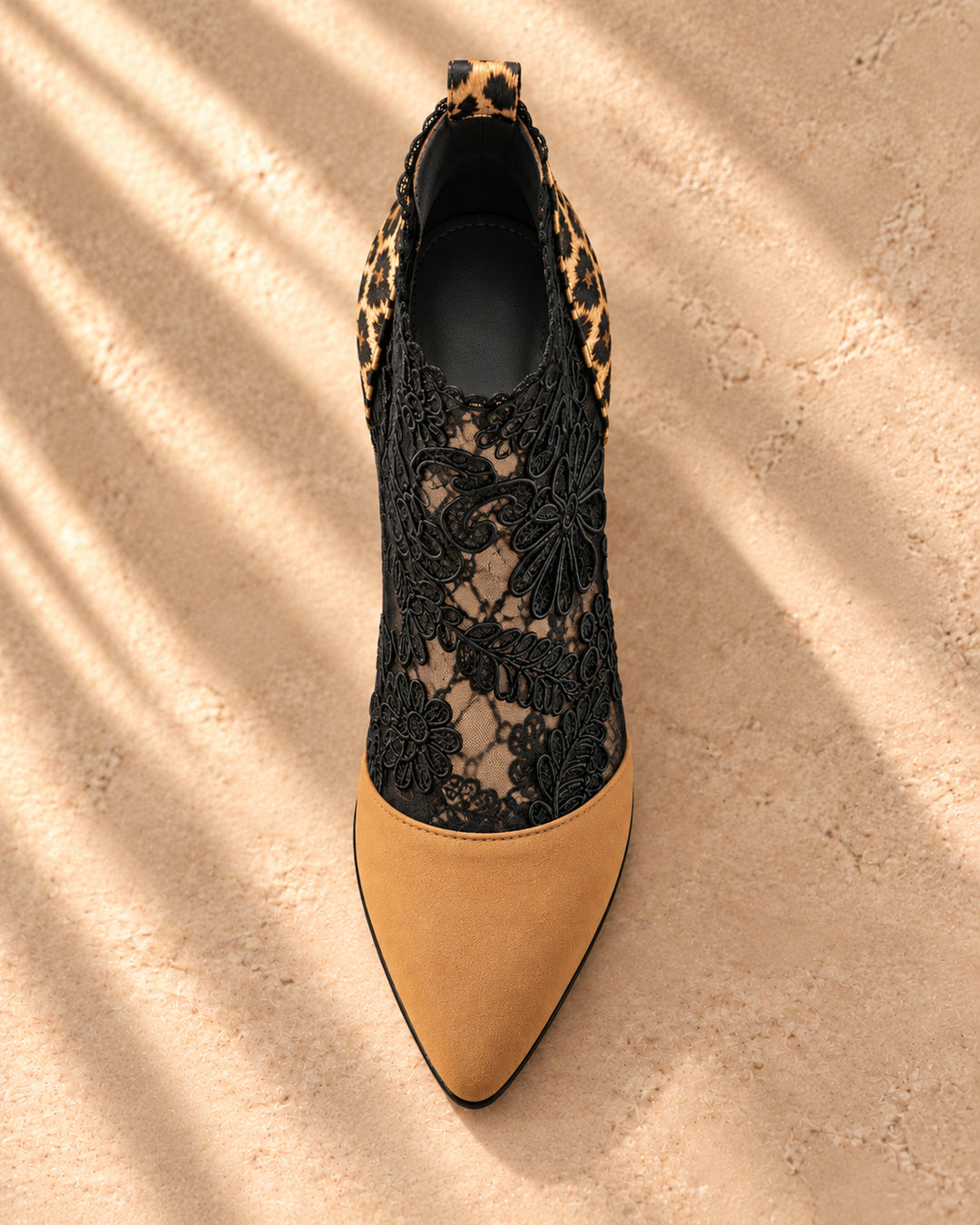 Aurelia Lace-Panel Comfort Ankle Boots - Camel & Leopard