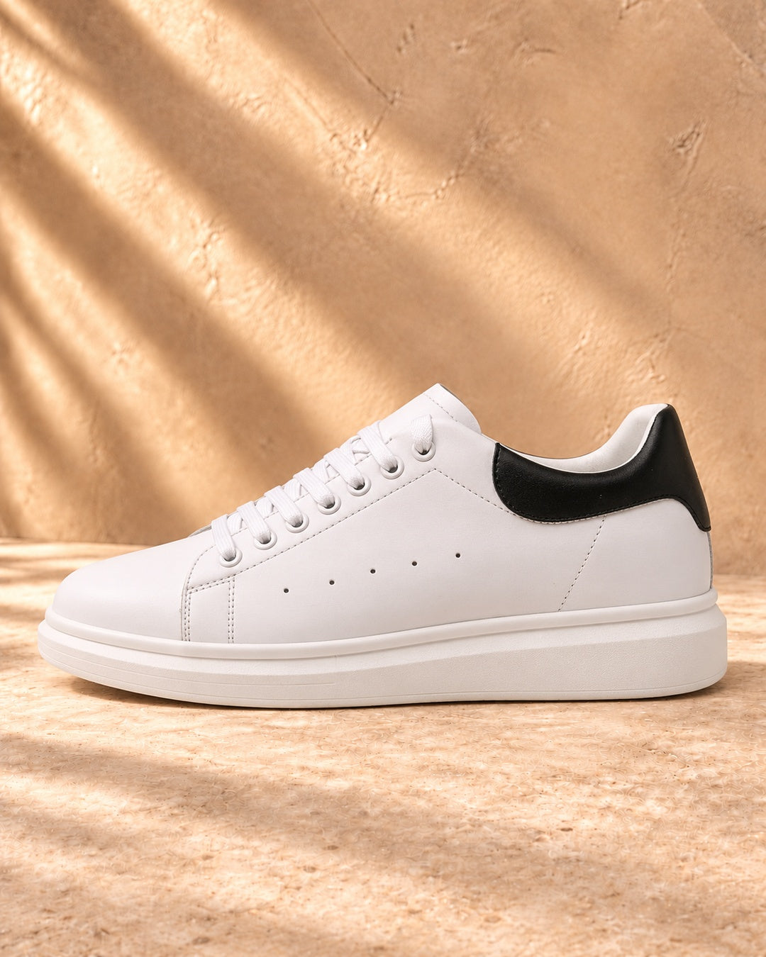 Tatum Contrast-Heel Hidden-Lift Sneakers - White