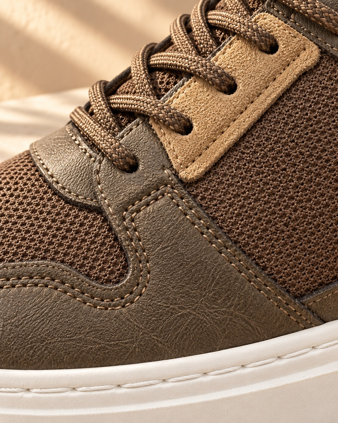 Emerson Mesh Hidden-Lift Sneakers - Brown