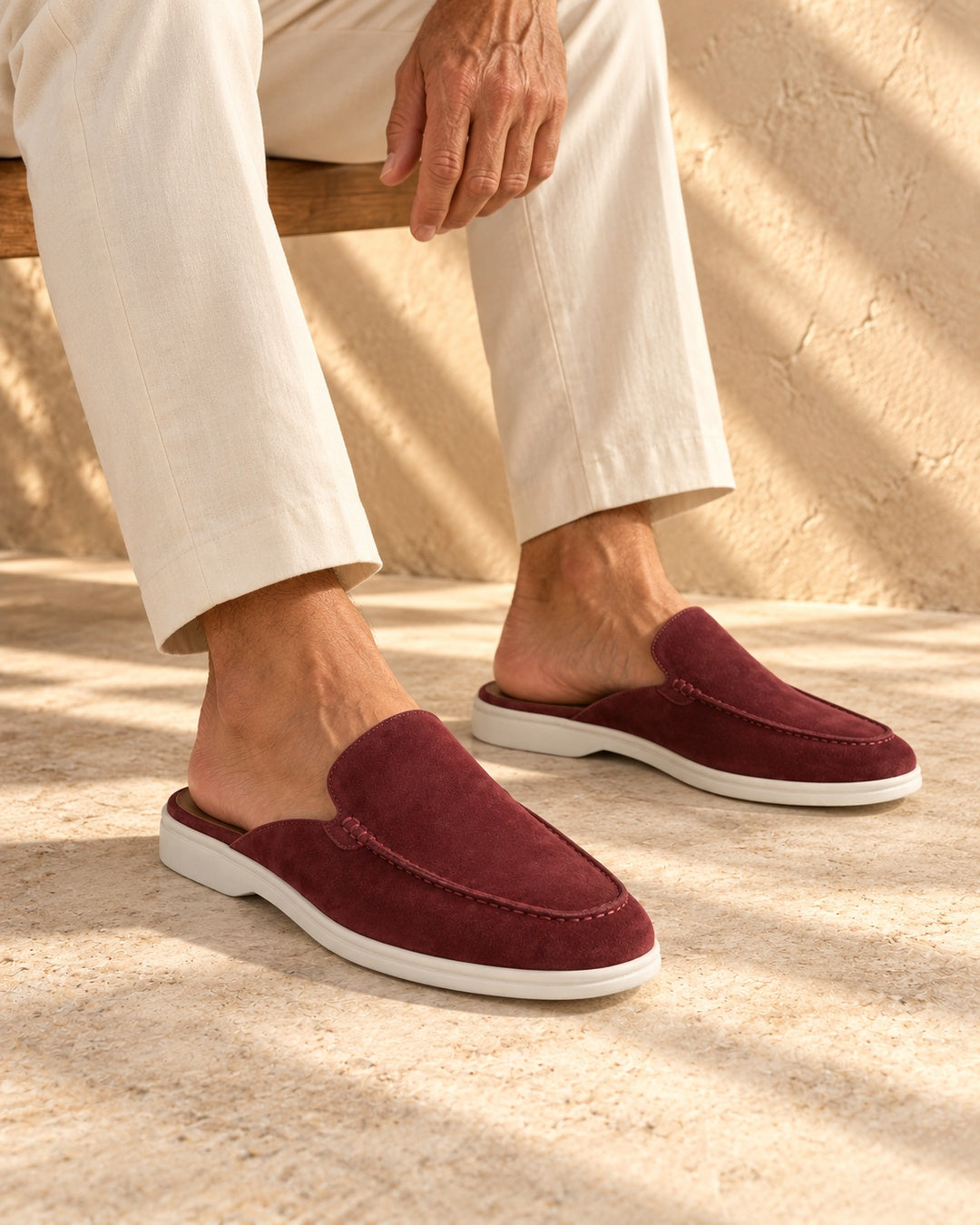 Rowan Burgundy Suede Mule Loafers - Burgundy