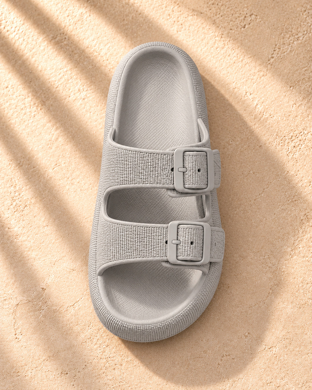 Lucille Cushioned Double-Buckle Sandals - Gray