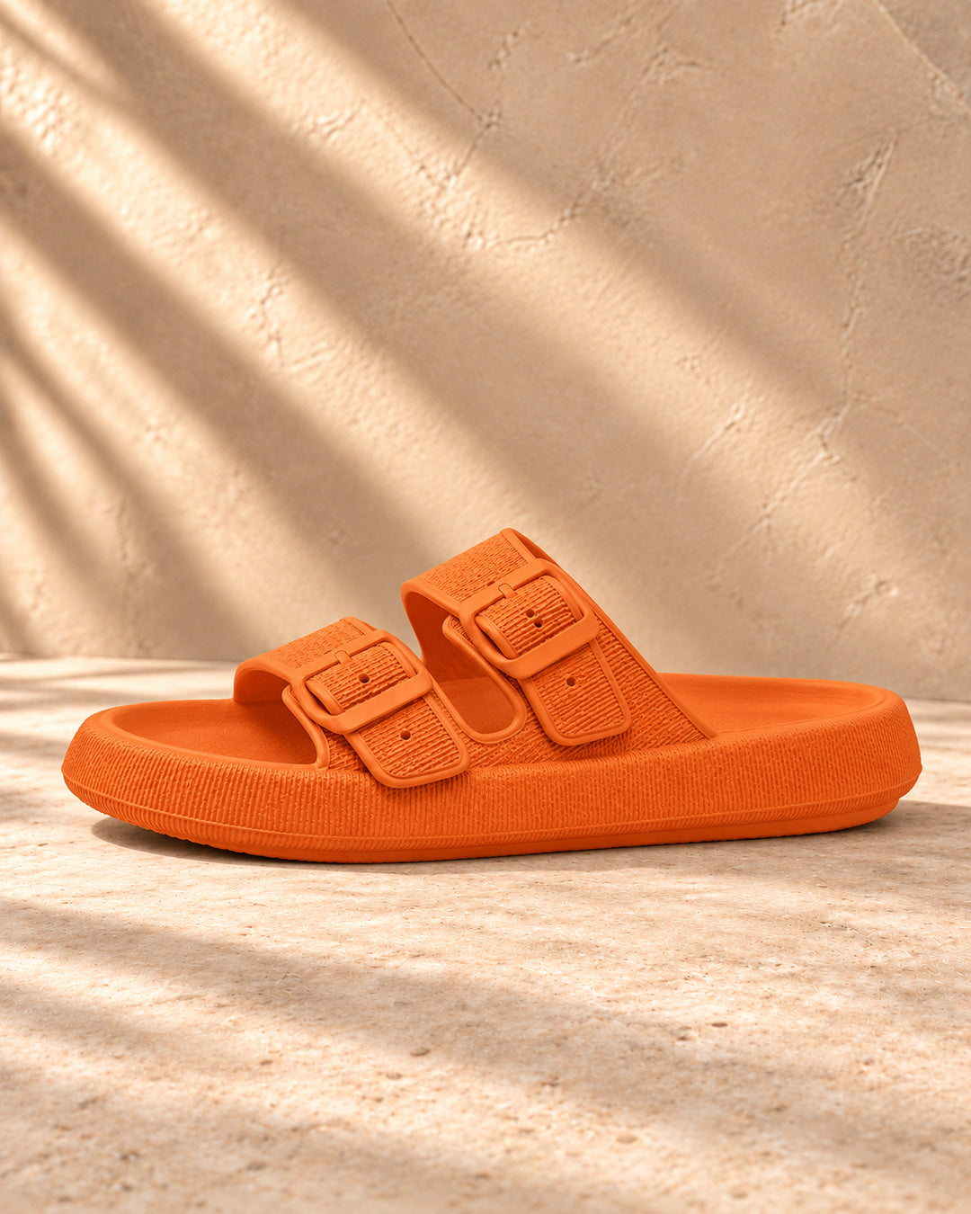 Lucille Cushioned Double-Buckle Sandals - Orange