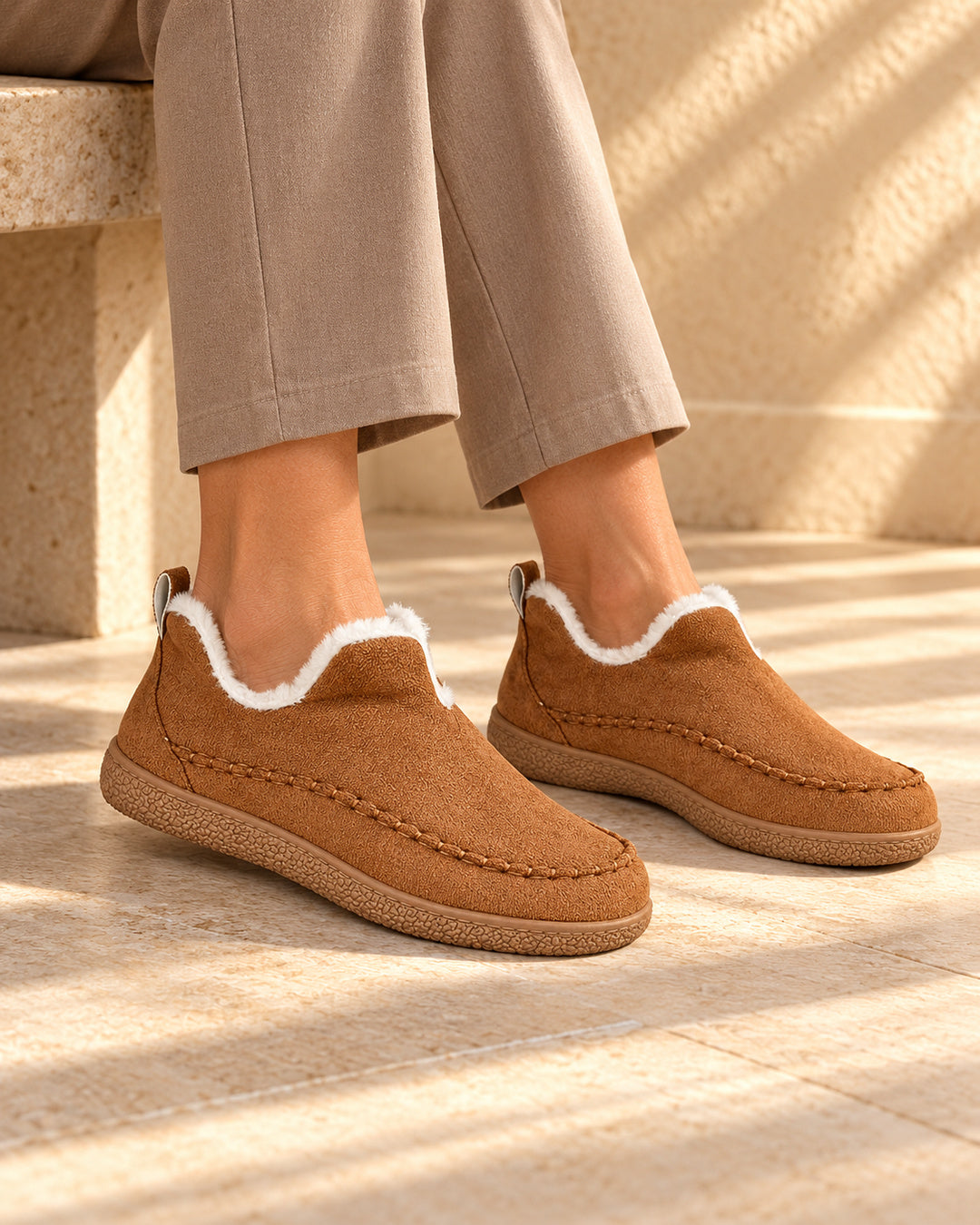 Annelise Plush-Lined Slip-On Ankle Boots - Brown