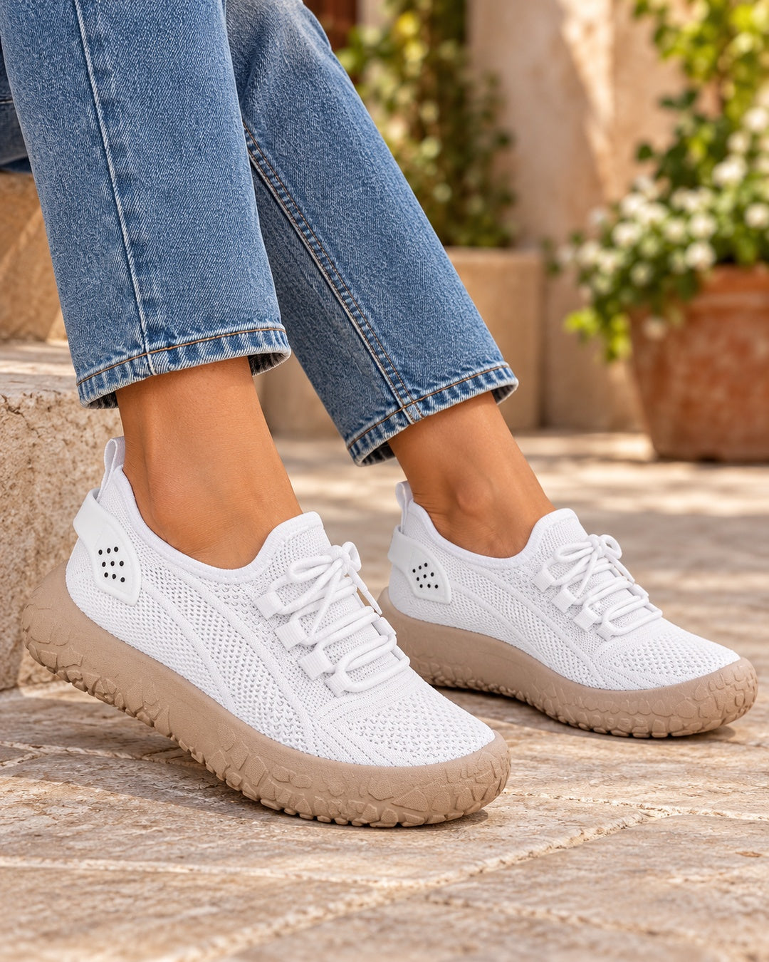 Lorraine Breathable Slip-On Walking Shoes - White
