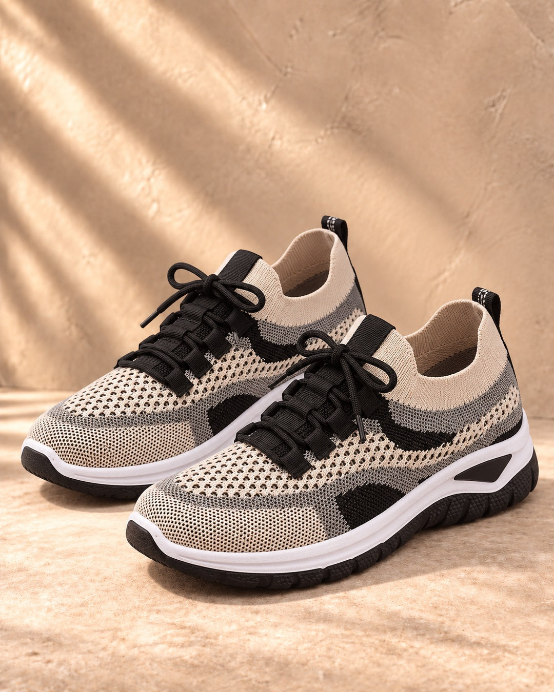 Beatrice Cushioned Lace-Up Comfort Sneakers - Black