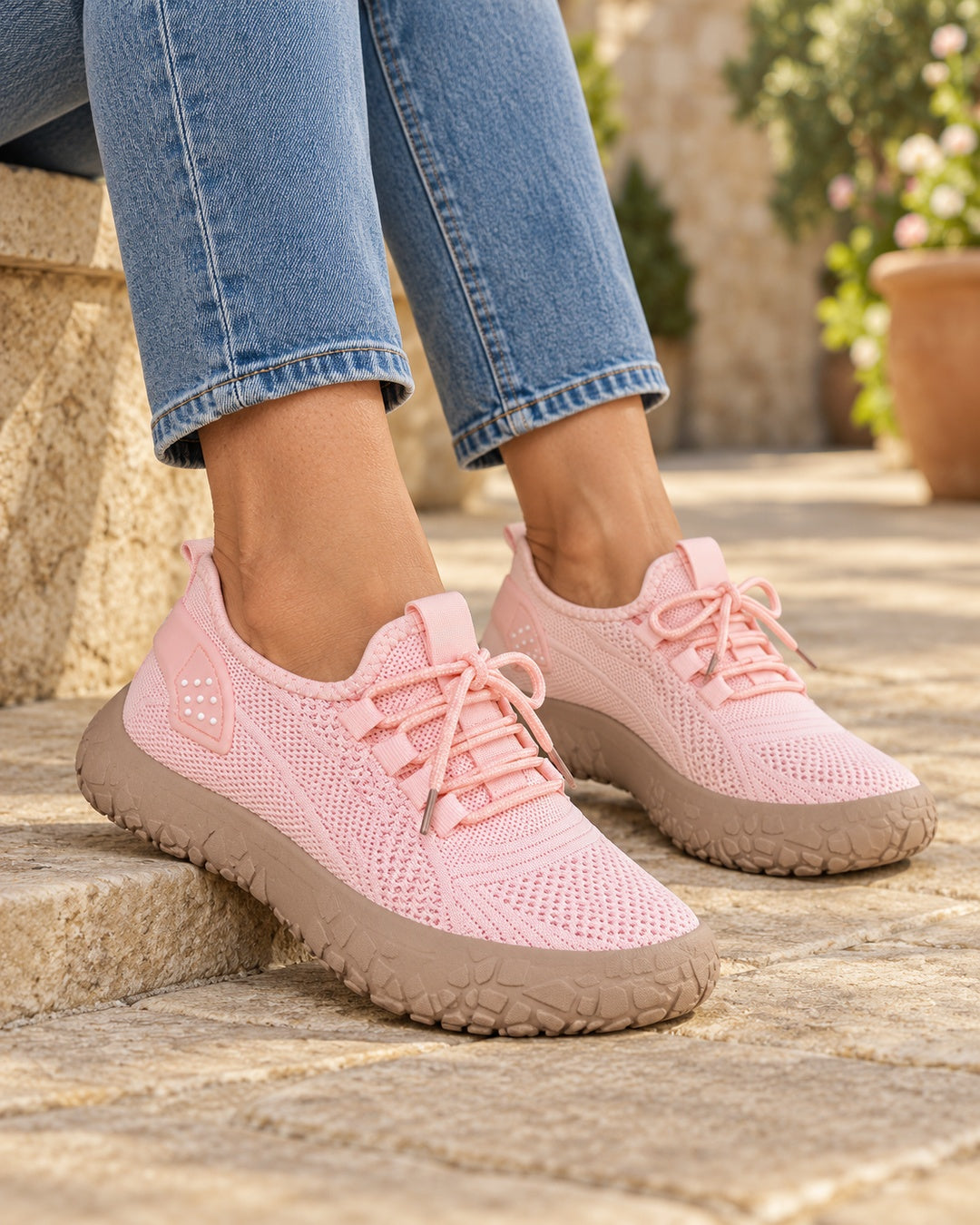 Lorraine Breathable Slip-On Walking Shoes - Pink