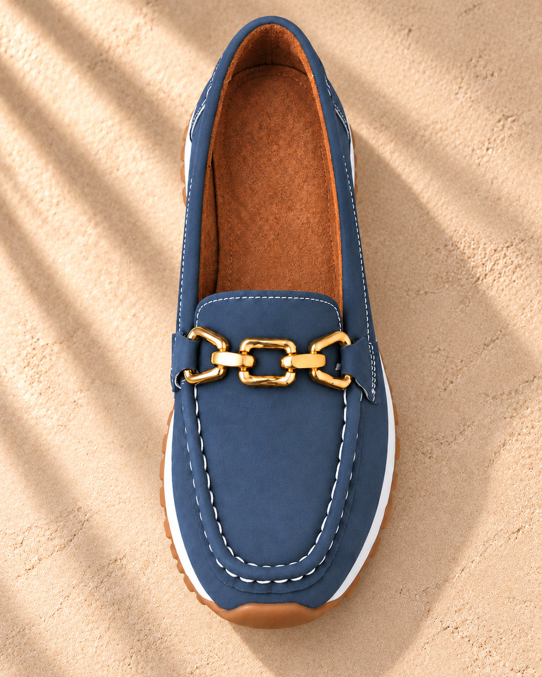 Eleanor Chain-Detail Loafers - Blue