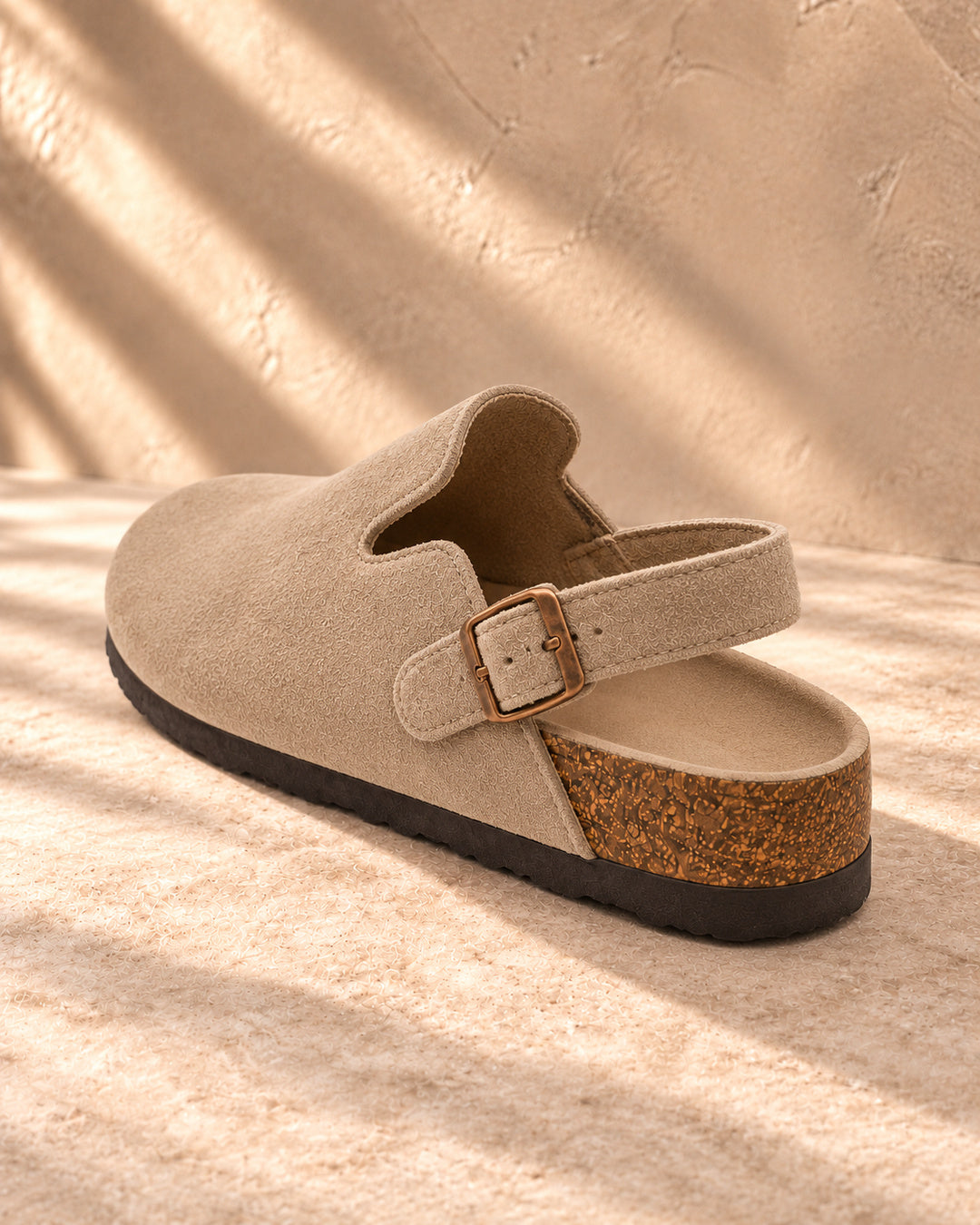 Sabina Suede Backstrap Clogs - Taupe