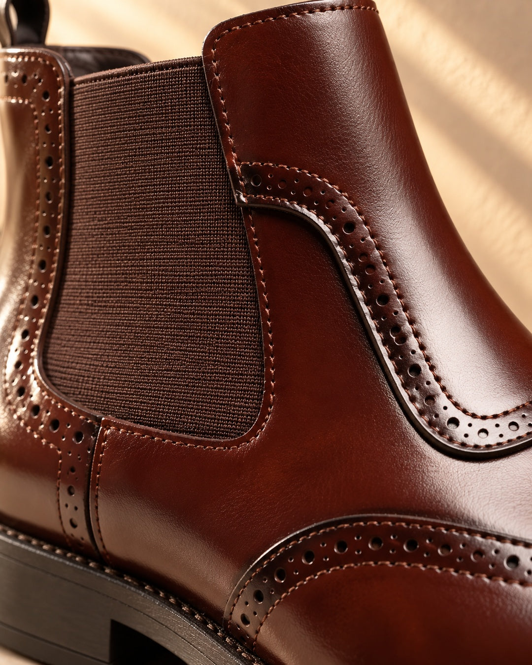 Jules Brogue Hidden-Lift Chelsea Boots - Dark Brown