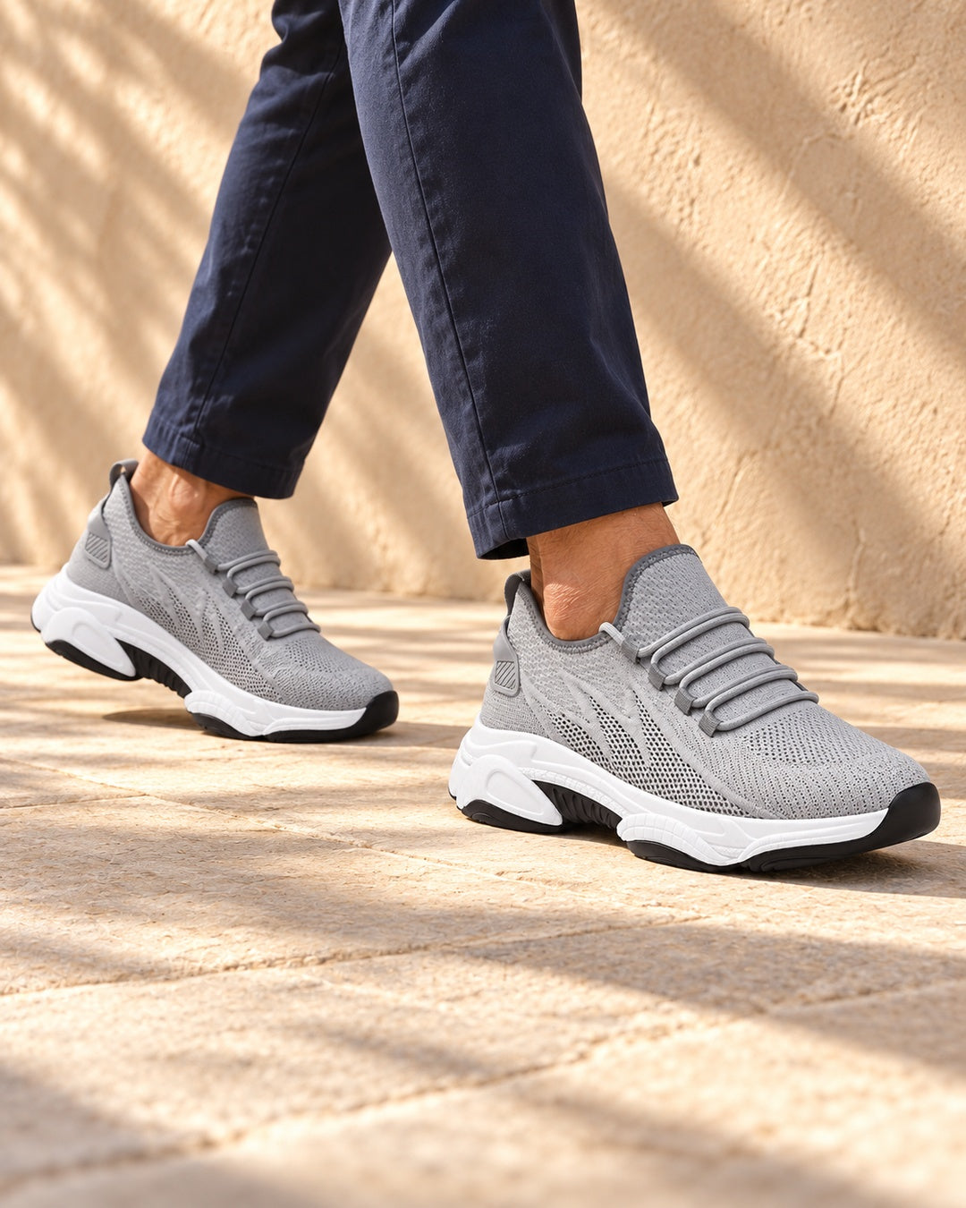 Parker Hidden-Lift Knit Sneakers - Gray