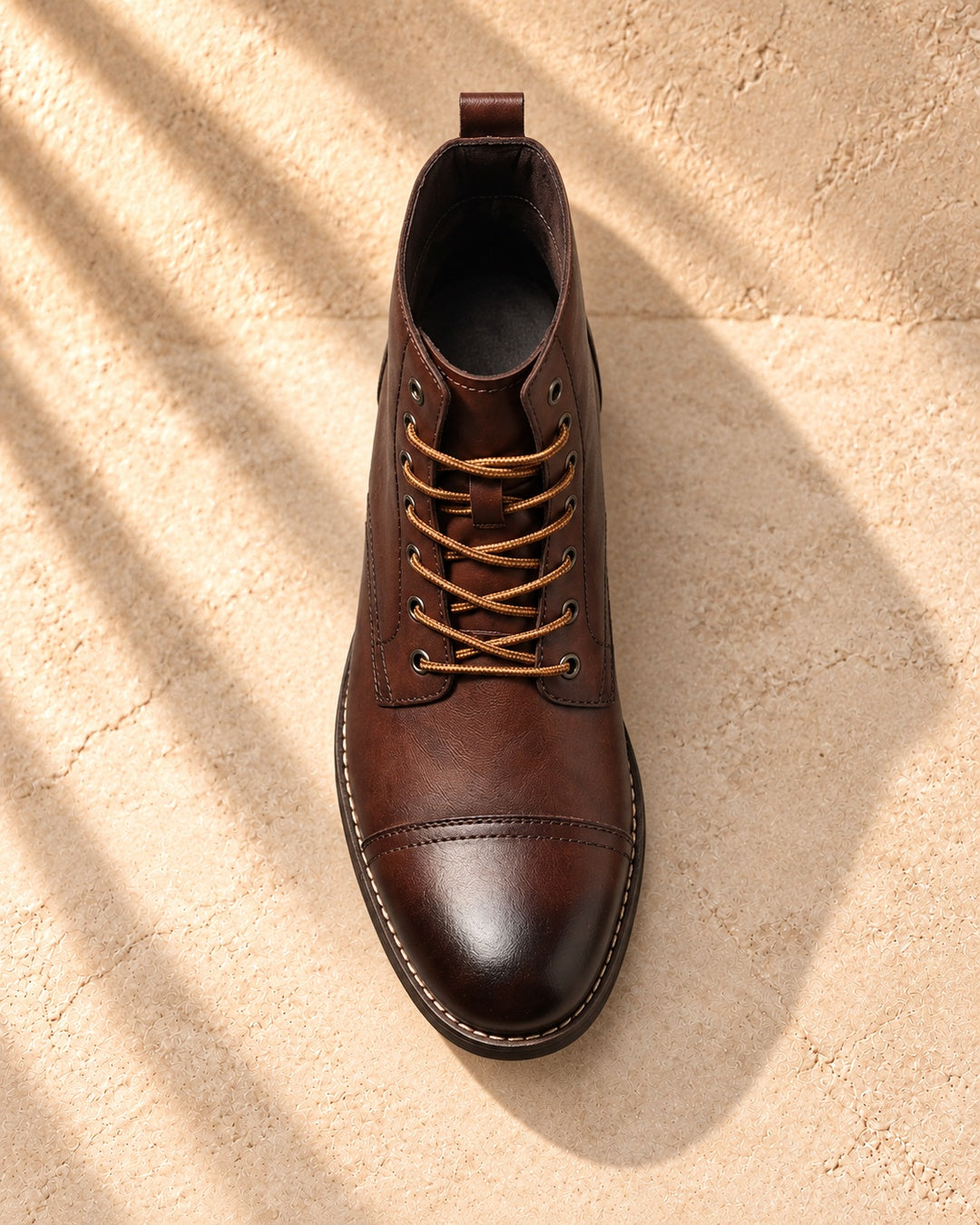 Quinn Cap-Toe Hidden-Lift Lace-Up Boots - Dark Brown