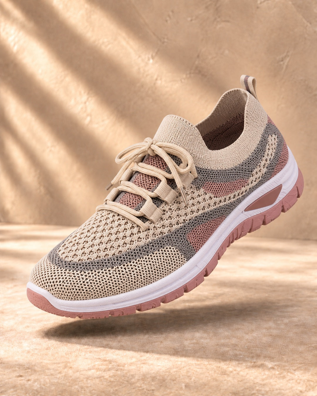 Beatrice Cushioned Lace-Up Comfort Sneakers - Khaki