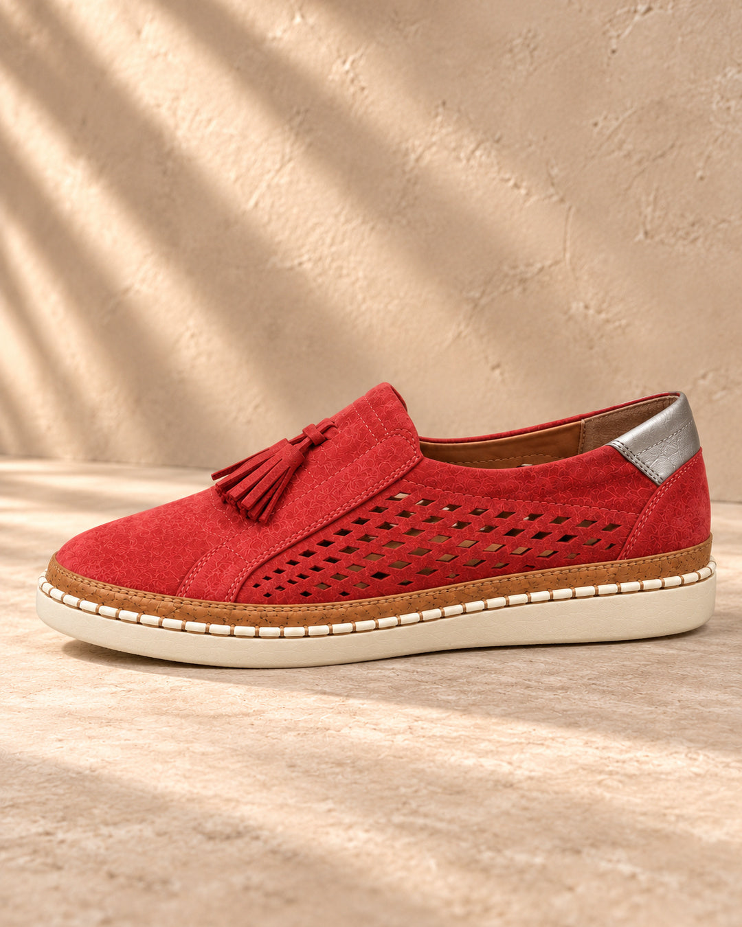 Christine Orthopedic Perforated Loafers - Red