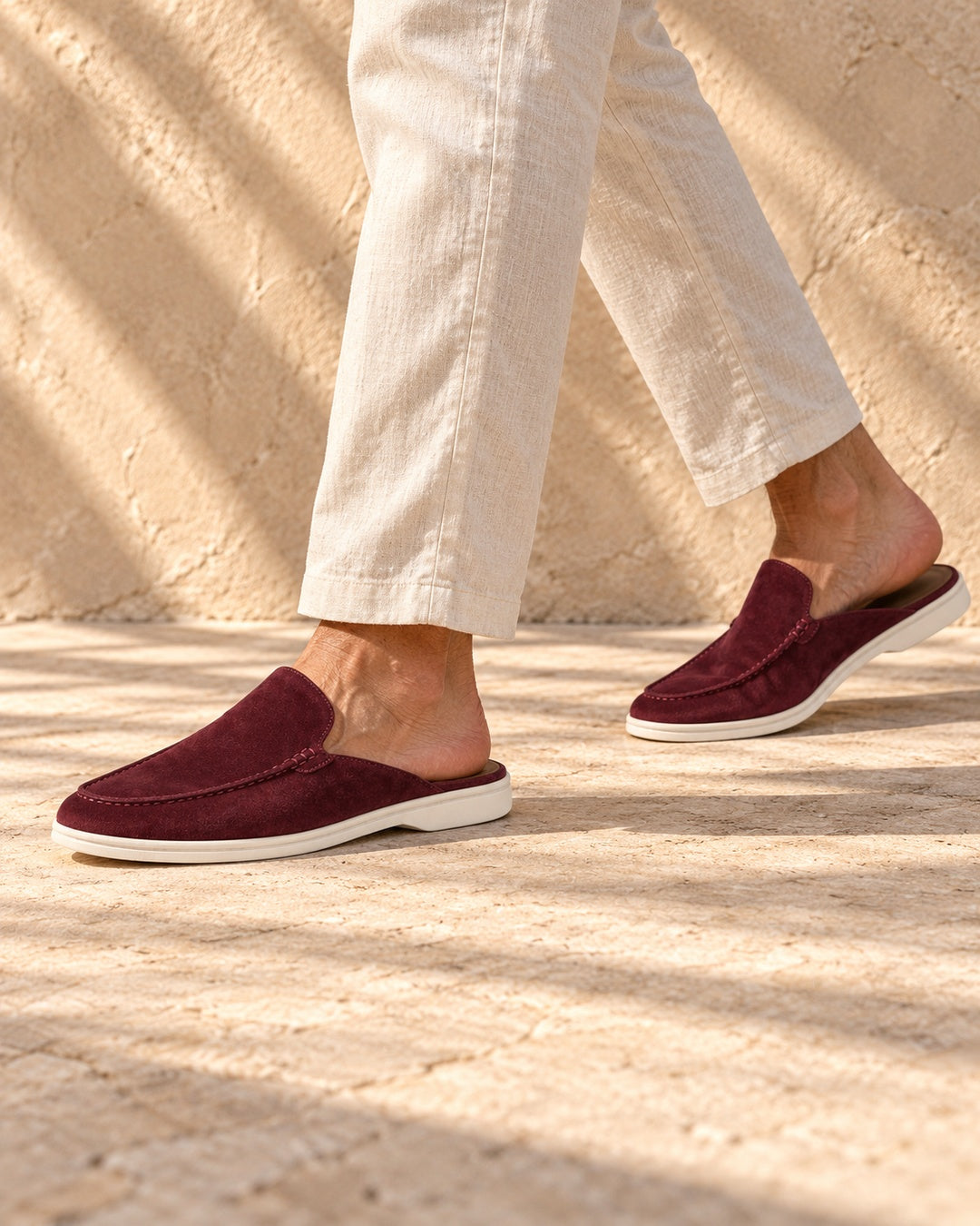 Rowan Burgundy Suede Mule Loafers - Burgundy