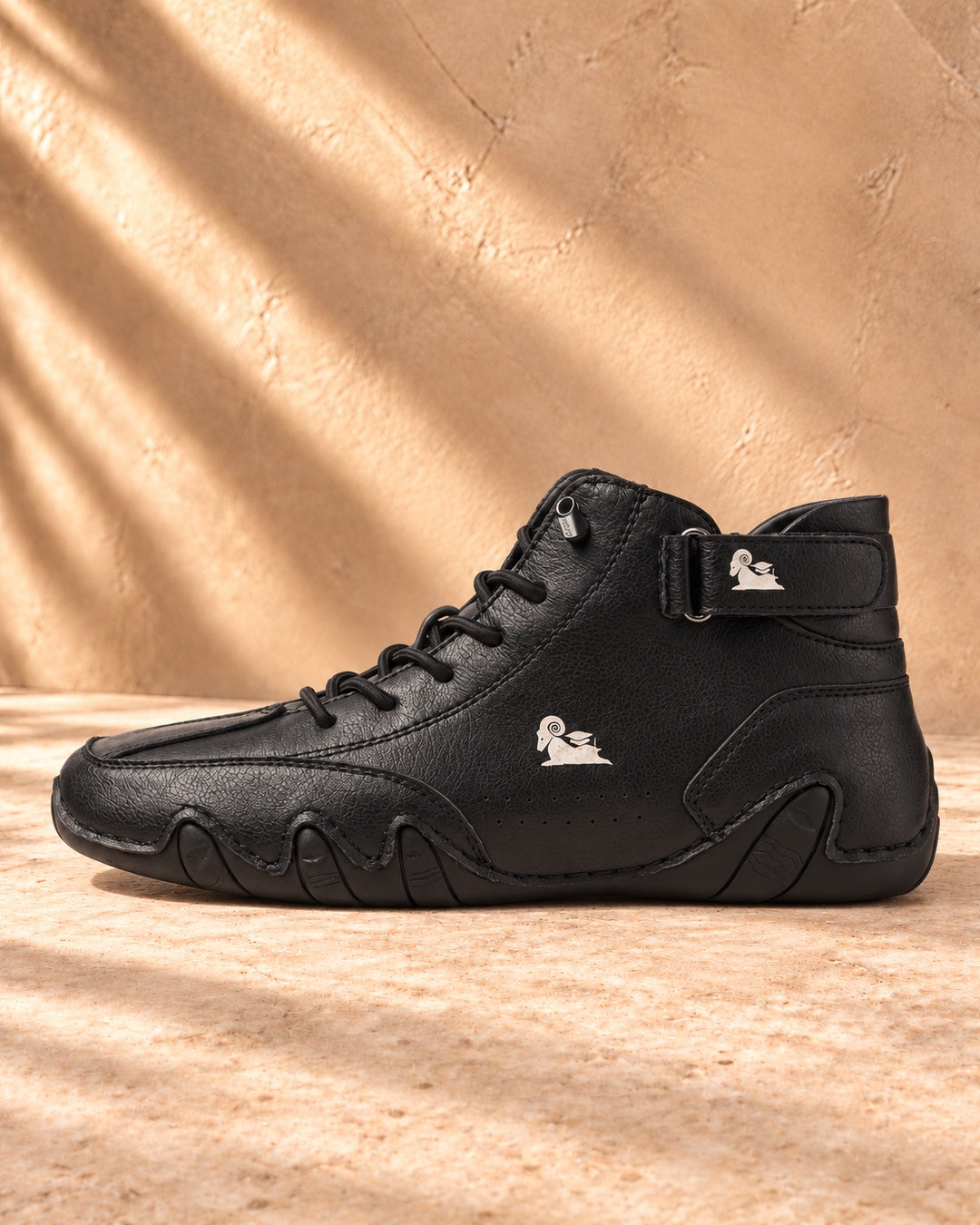 Arden Faux-Leather Lace-Up Ankle Boots - Black