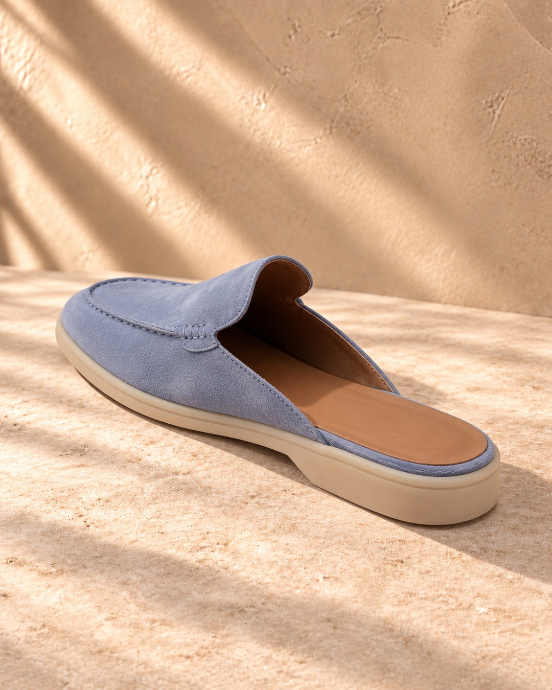 Taylor Light Blue Suede Mule Loafers - Light Blue